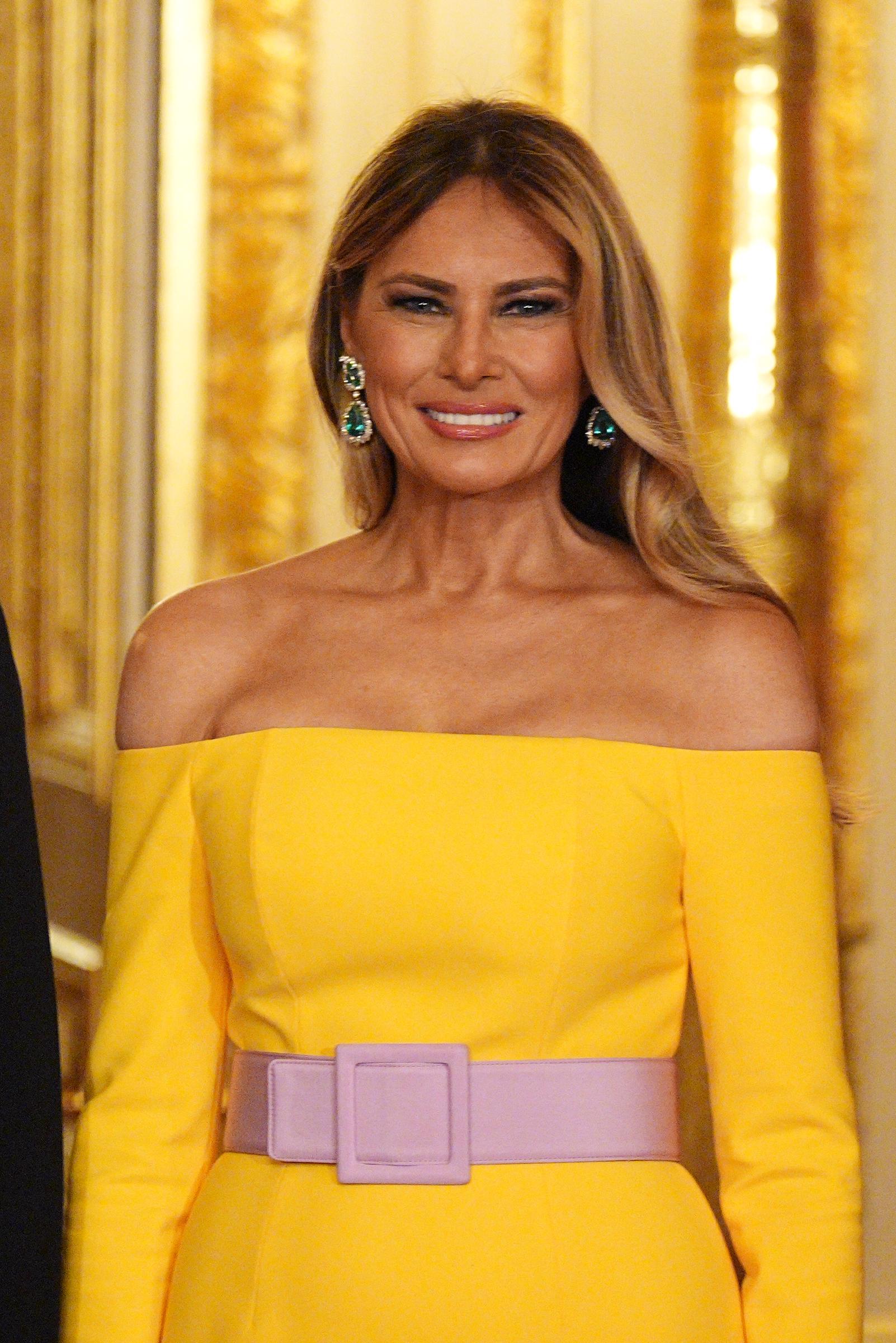 First Lady Melania Trump at the State Banquet on September 17, 2025, in Windsor, England. | Source: Getty Images