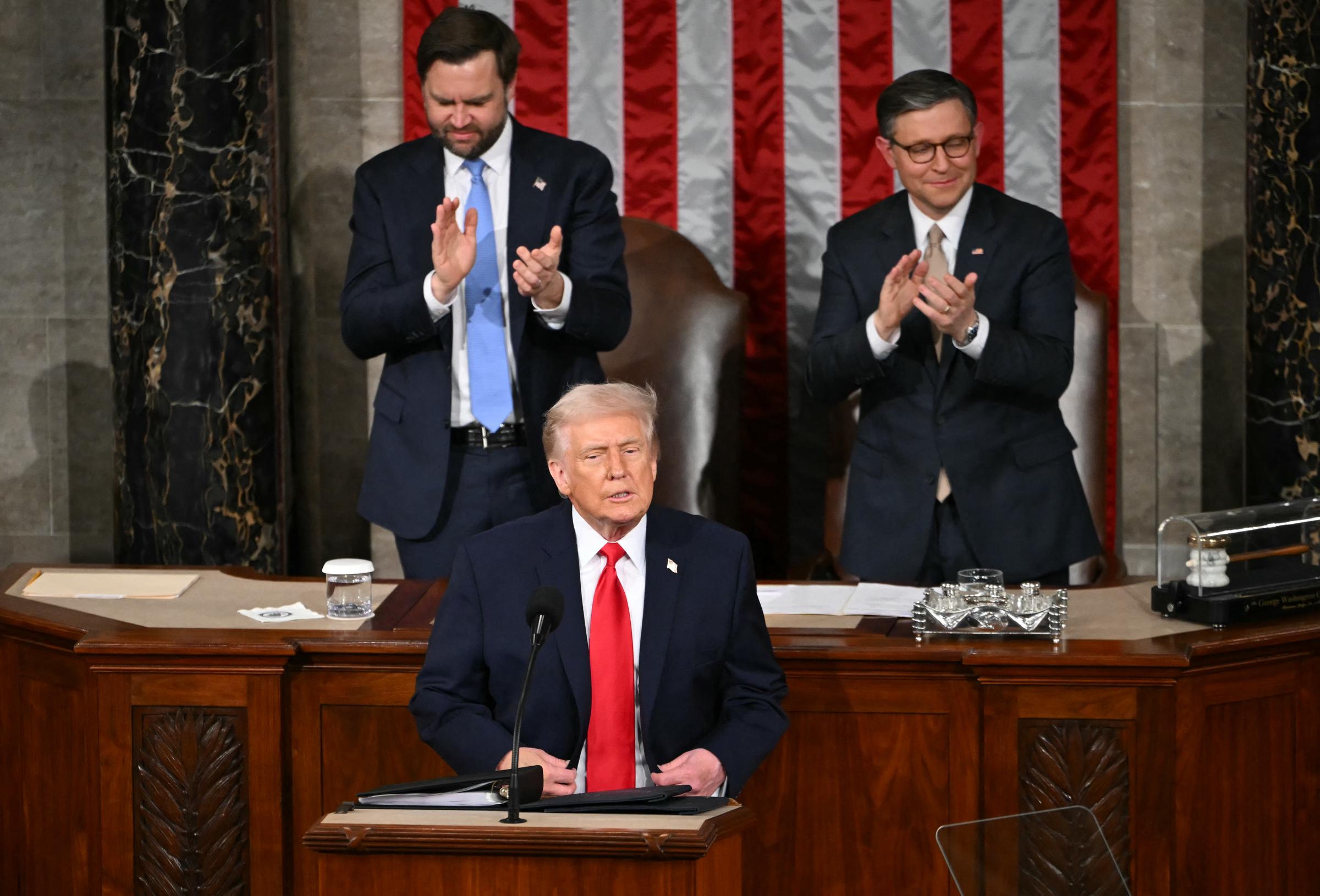 President Donald Trump during the State of the Union address at the US Capitol. | Source: Getty Images