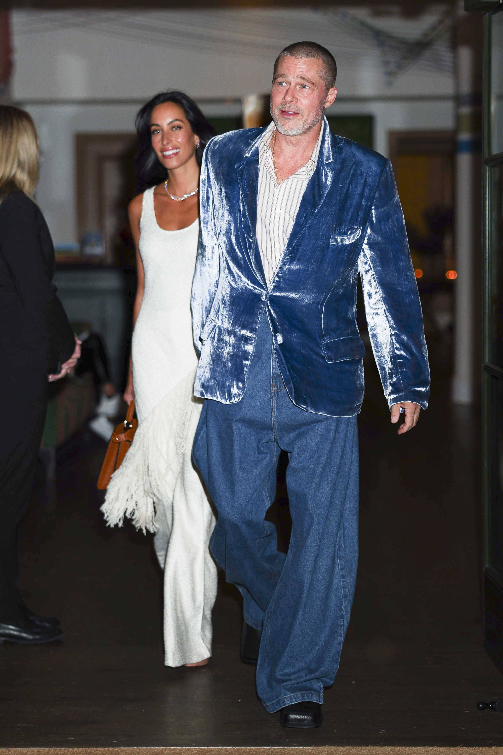 Ines de Ramon and Brad Pitt spotted out in New York City on June 14, 2025. | Source: Getty Images