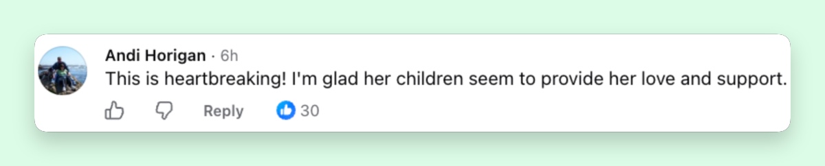 One viewer was particularly moved by the family support visible in the new photographs, especially after everything Tatum had endured. | Source: Facebook/In Blonde Theory
