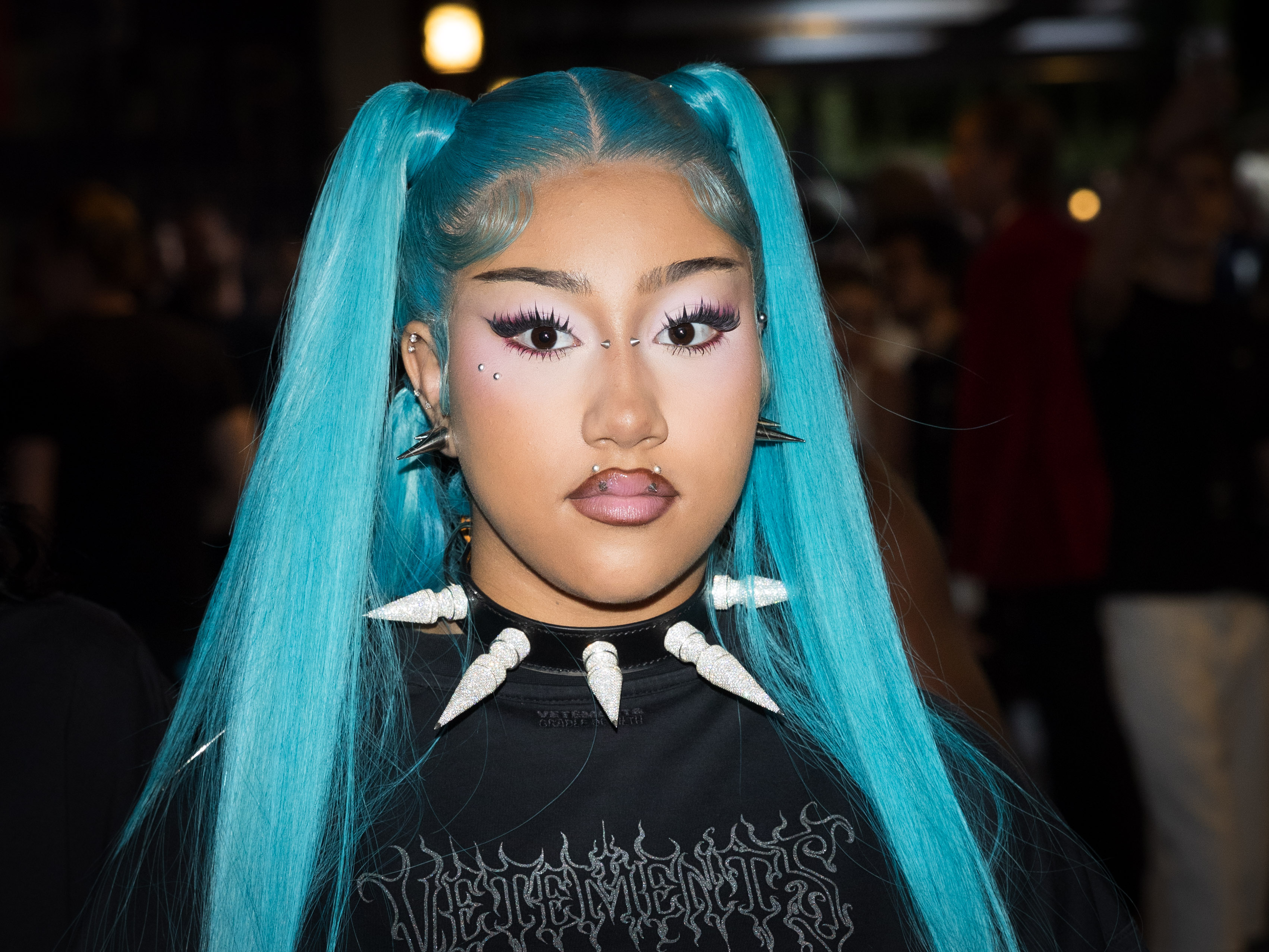She also sparked major conversation with her bold facial piercings but sad expression. At this event, she attended the Vetements Menswear Spring/Summer 2027 show on June 26, 2026, in Paris, France. | Source: Getty Images