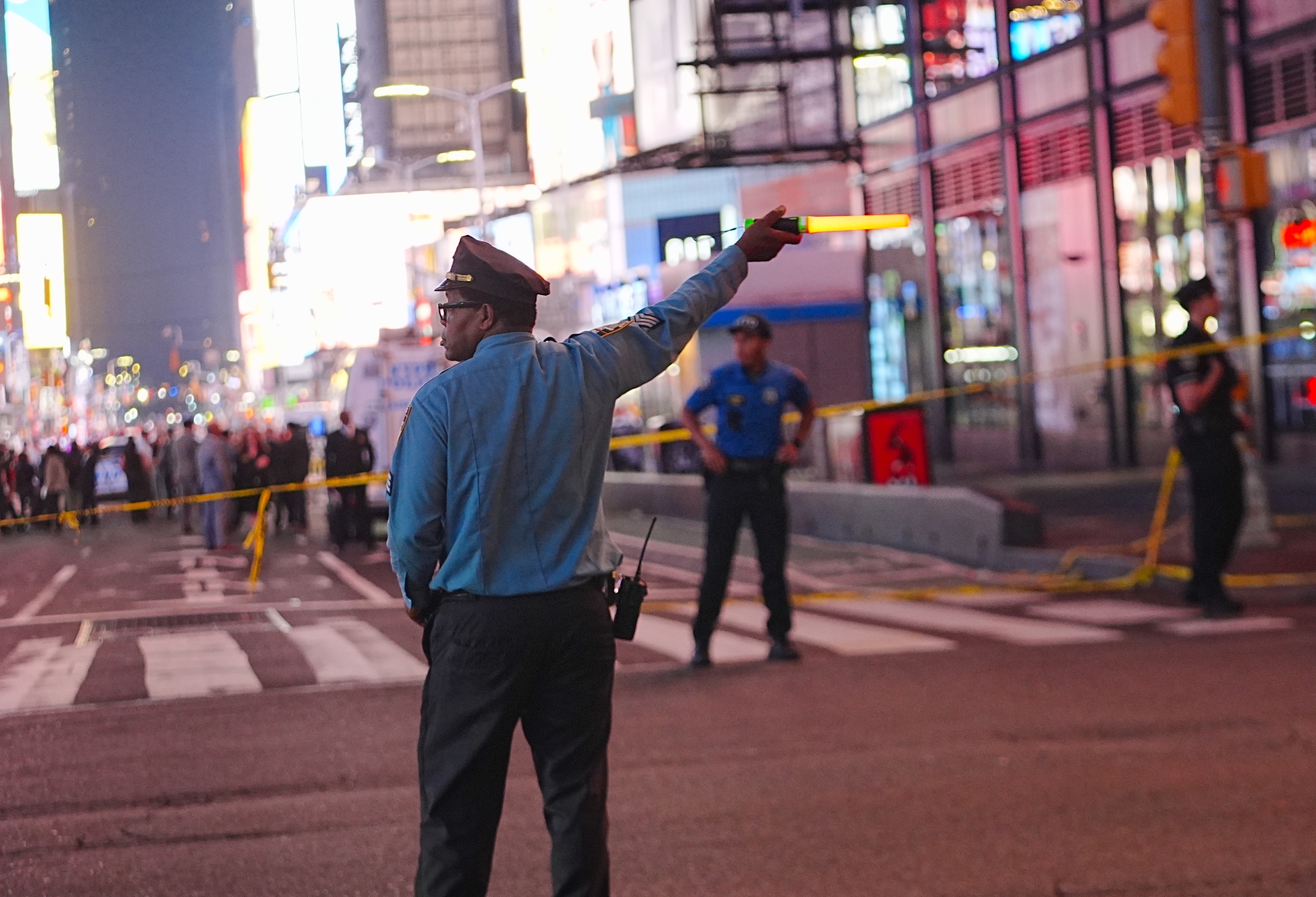 New York Police Department officers investigated the scene after police shot and wounded an armed suspect near West 42nd Street and Seventh Avenue in Times Square on August 31, 2026, in New York, New York. | Source: Getty Images