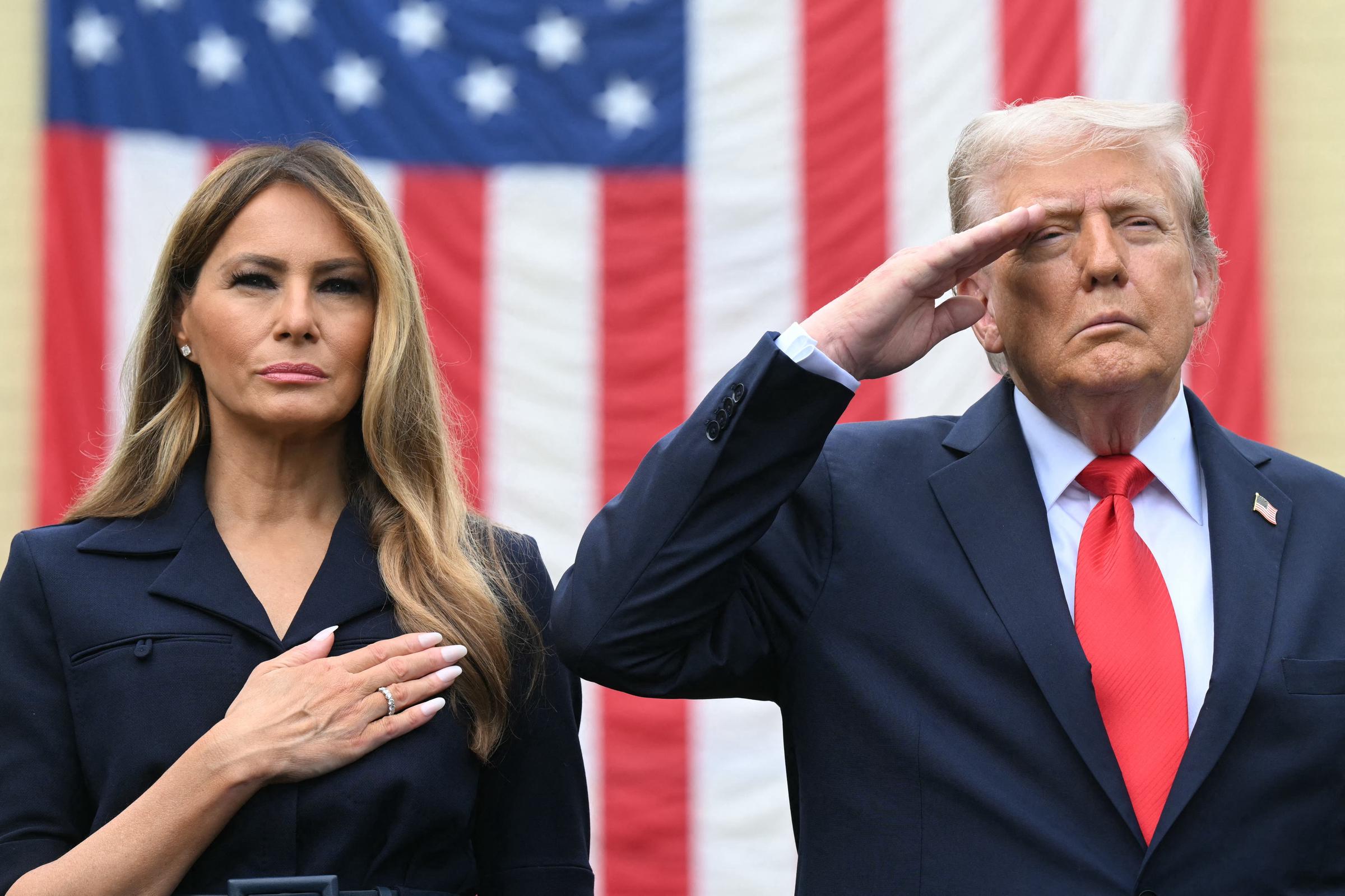 Donald and Melania Trump pictured at the National 9/11 Pentagon Memorial in Washington, DC on September 11, 2025 | Source: Getty Images