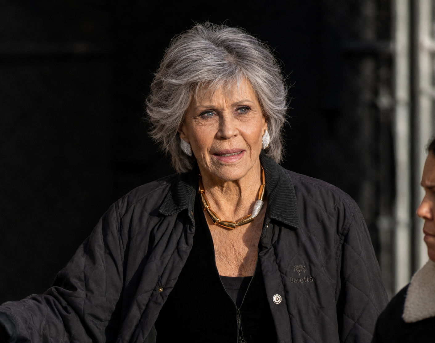 The image presents an imagined version of Fonda with naturally aged facial features while maintaining her signature hairstyle and expression. | Source: ChatGPT