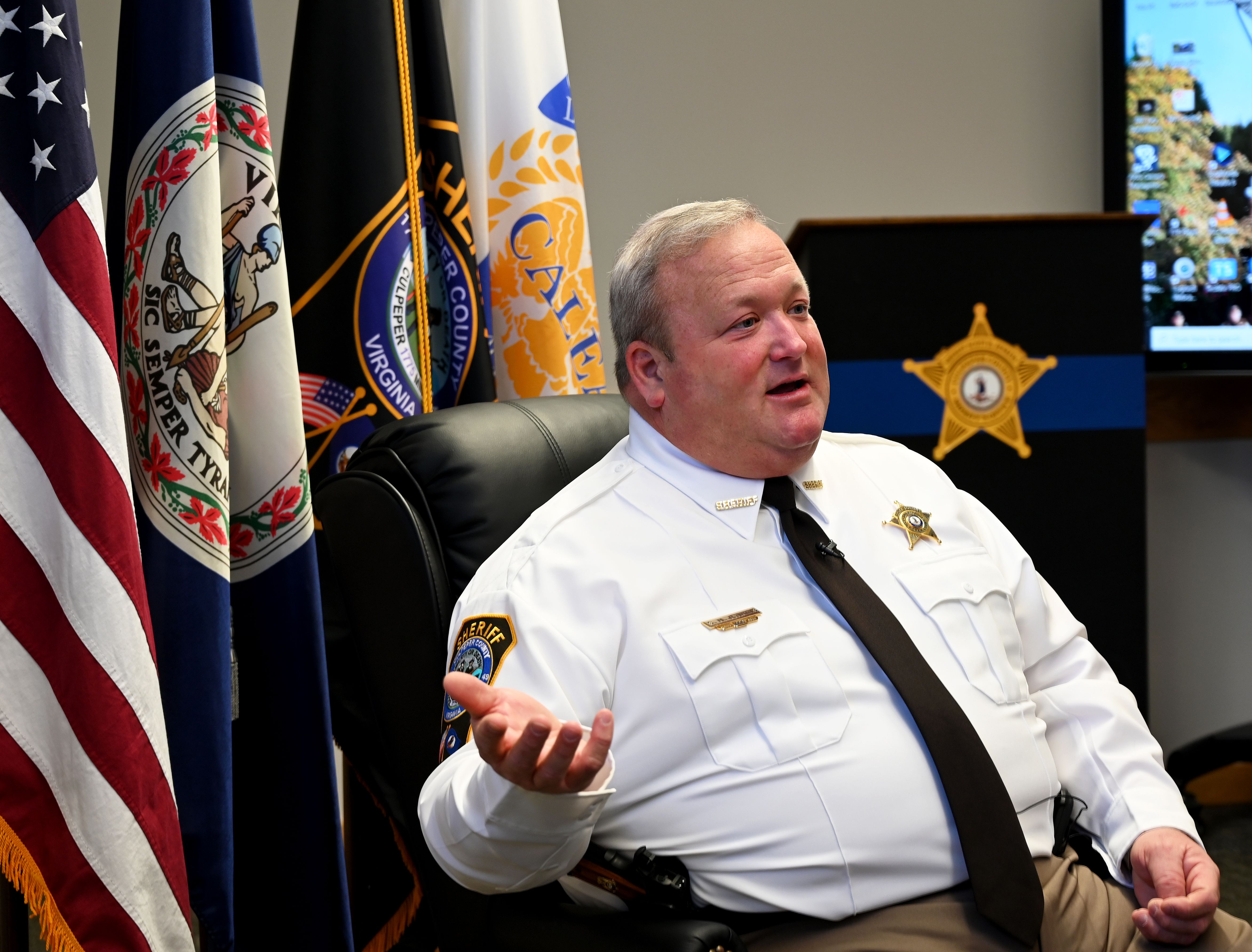 Scott Jenkins speaks to AFP during an interview at the Sheriff's Office in Culpeper, Virginia, on January 16, 2020 | Source: Getty Images