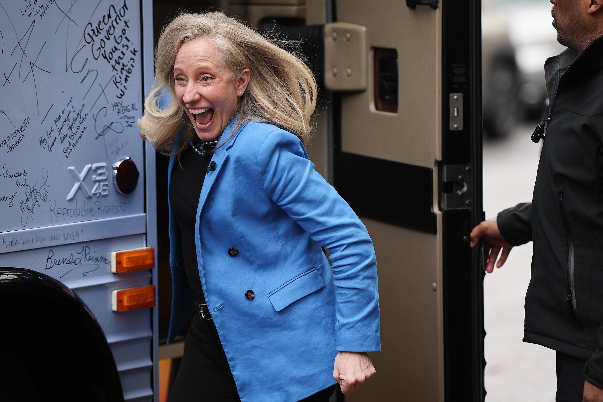 Virginia Democratic gubernatorial candidate and former Rep. Abigail Spanberger arrives at a rally at Virginia Commonwealth University on November 3, 2025, in Richmond, Virginia | Source: Getty Images