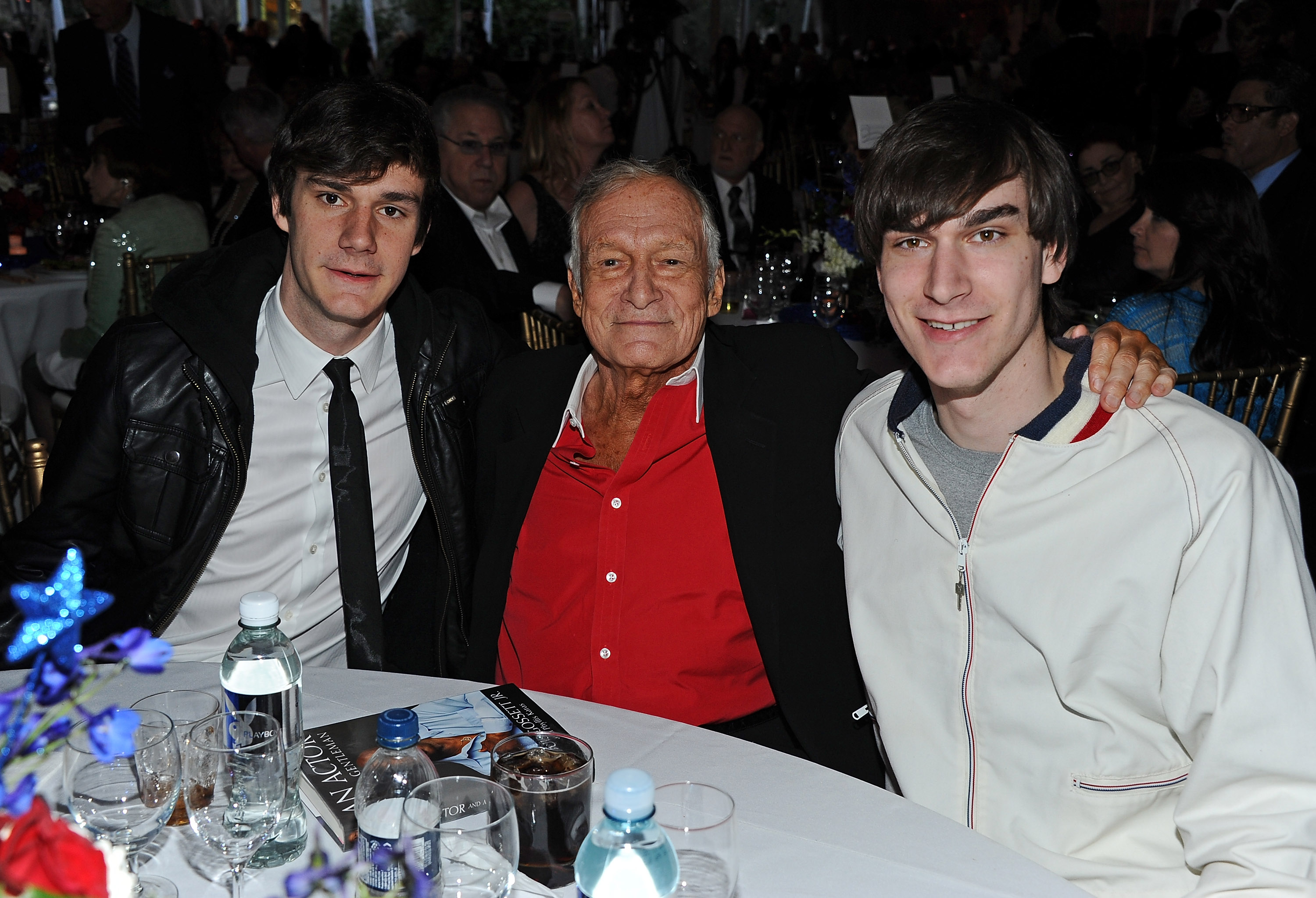 Hugh Hefner with his sons, Cooper and Marston Hefner, at the Thalians 55th Annual Gala on April 30, 2011, in Los Angeles, California. | Source: Getty Images