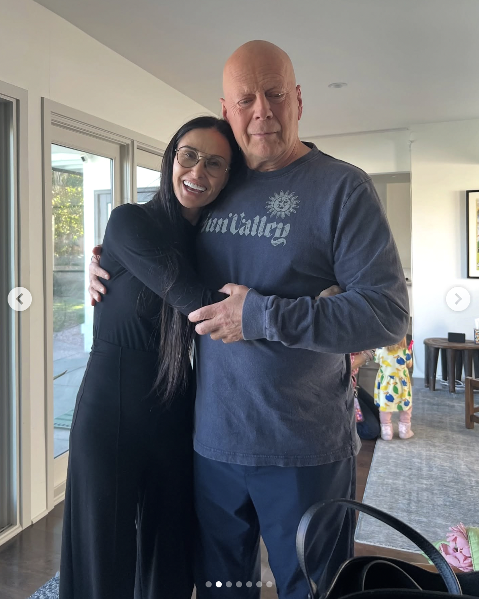 Demi Moore and Bruce Willis are seen sharing a hug, in a photo shared on March 19, 2025 | Source: Instagram/demimoore