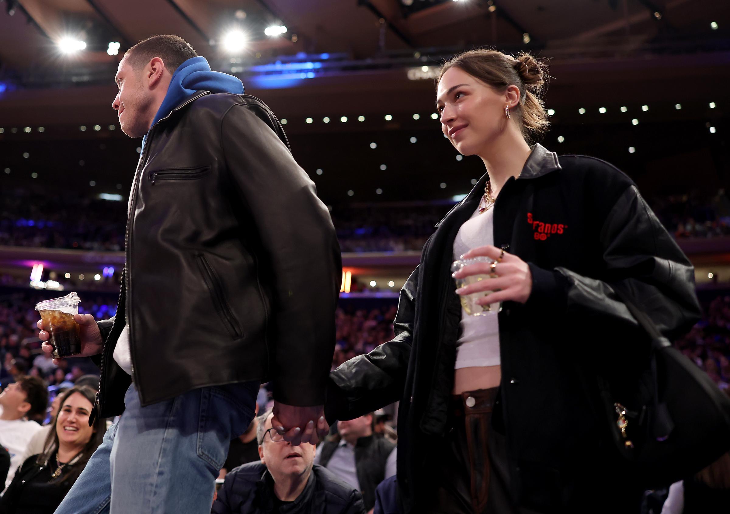 Pete Davidson and Elsie Hewitt at Madison Square Garden on April 6, 2025, in New York City. | Source: Getty Images