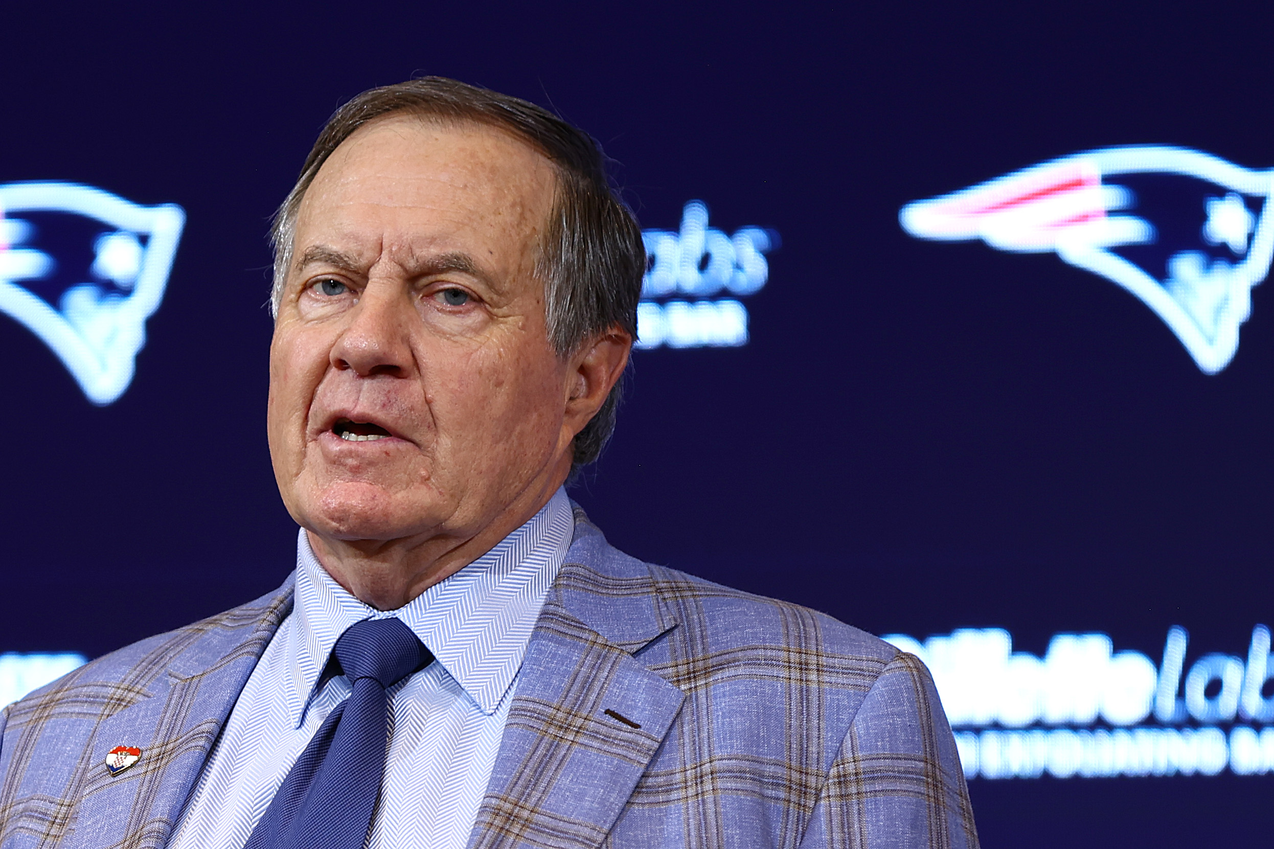 Bill Belichick during a press conference at Gillette Stadium on January 11, 2024, in Foxborough, Massachusetts. | Source: Getty Images