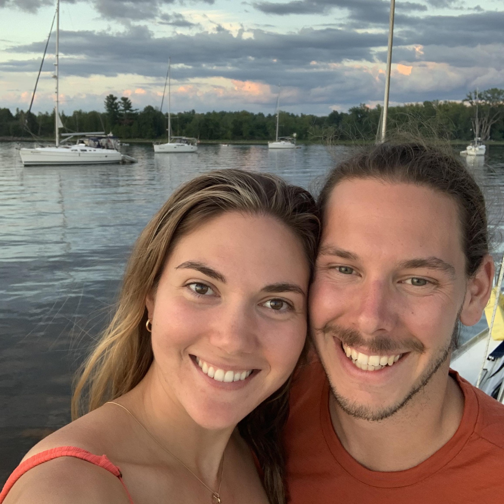 Antoine Forest and Kahina Gagnon take a selfie in a marina in a post on March 24, 2026 | Source: Facebook/Kahina Gagnon