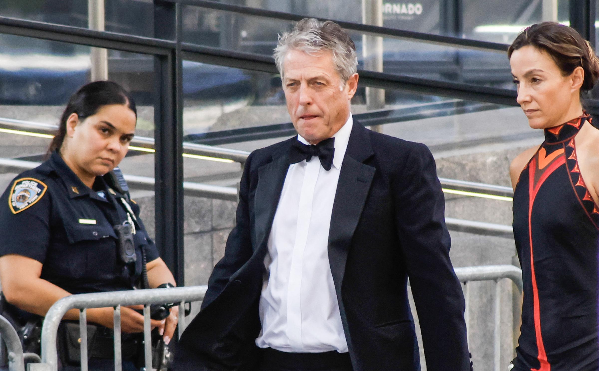 Hugh Grant looked dapper as always as he arrived for the celebrations with Anna Elisabet Eberstein at Madison Square Garden. | Source: Getty Images