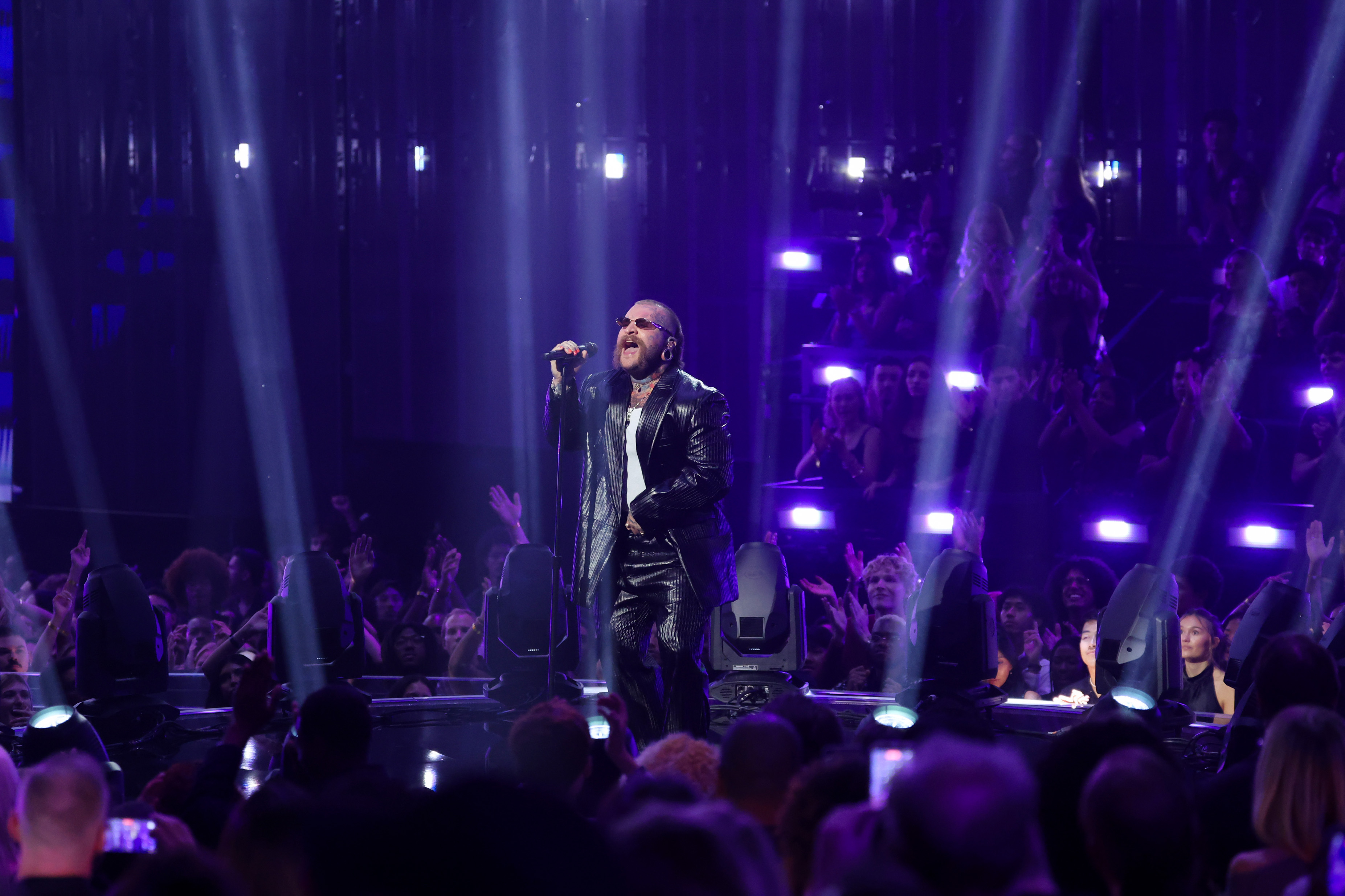 Teddy Swims performs "Careless Whisper" during the George Michael tribute at the 2026 MTV Video Music Awards in Los Angeles. | Source: Getty Images
