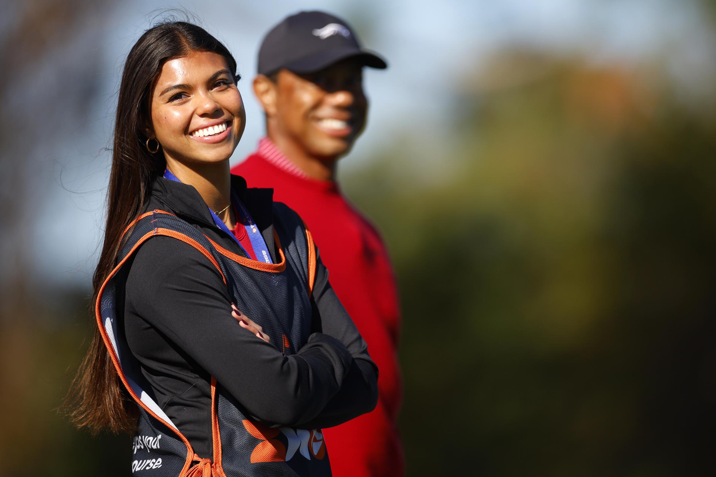 Sam Woods and Tiger Woods stand on the first tee during the second round of the PNC Championship at Ritz-Carlton Golf Club on December 22, 2024, in Orlando, Florida | Source: Getty Images