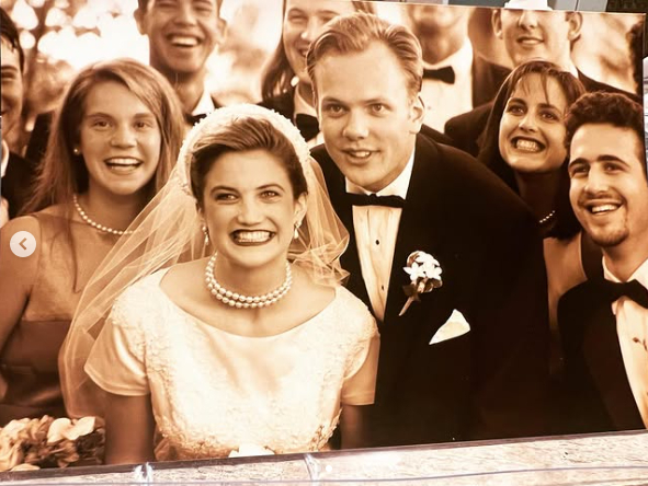 Sarah Williams and Joel McHale on their wedding day from a post dated July 20, 2023. | Source: Instagram/joelmchale