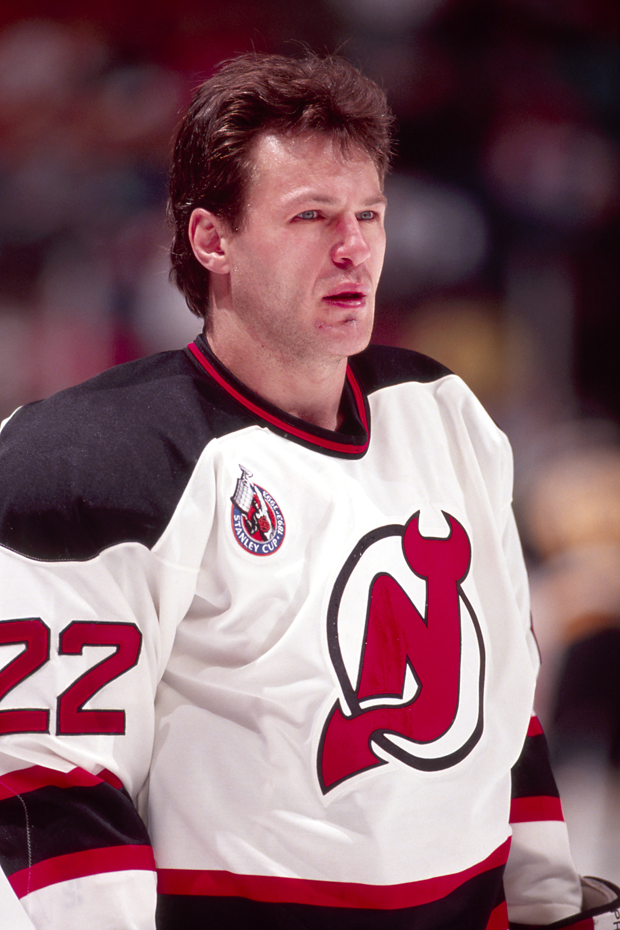 Forward Claude Lemieux during the pregame warm ups prior to the Playoff game at the Meadowlands Arena on April 25,1993. | Source: Getty Images