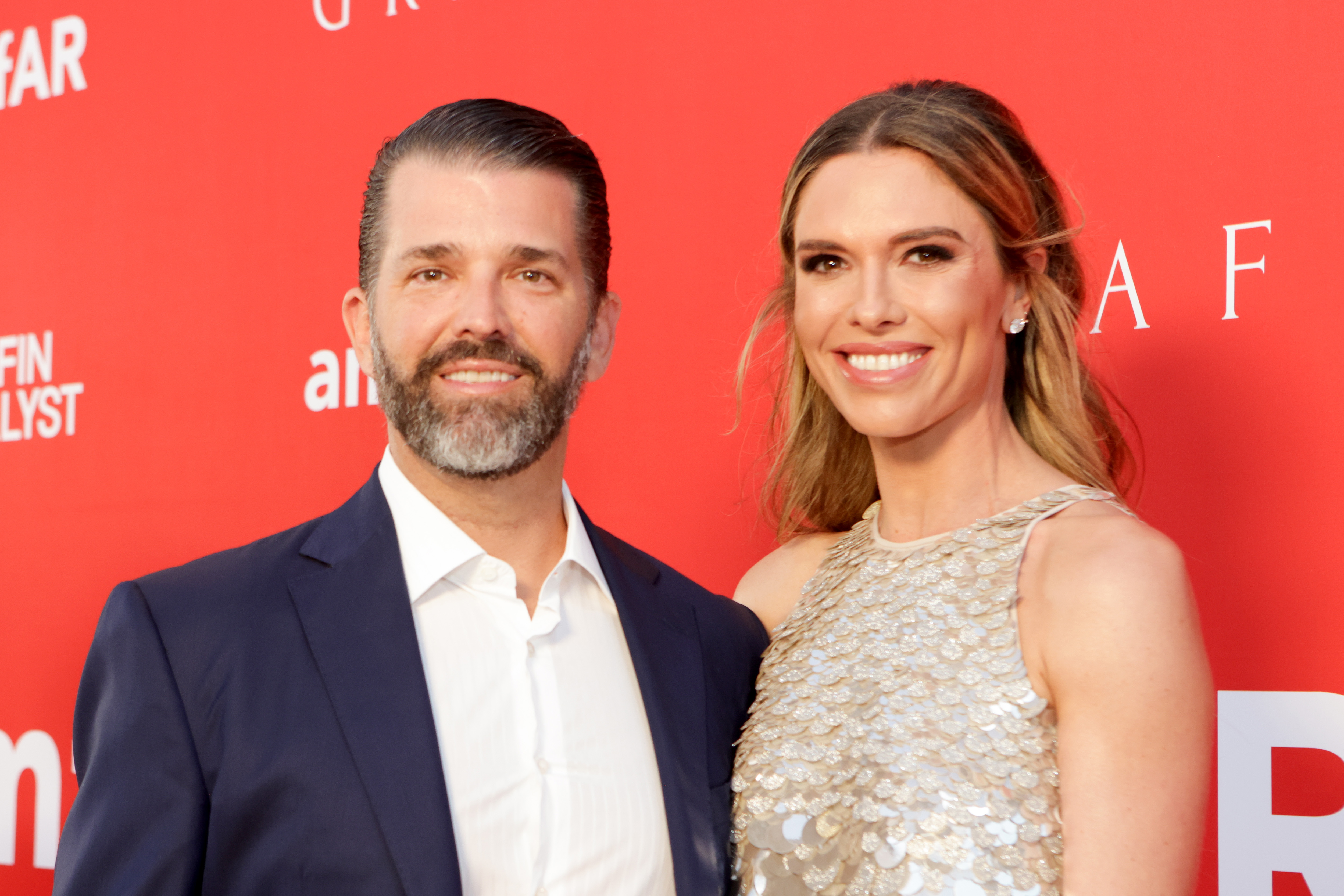 Donald Trump Jr. and Bettina Anderson attend amfAR Palm Beach Gala on March 15, 2025, in Palm Beach, Florida | Source: Getty Images