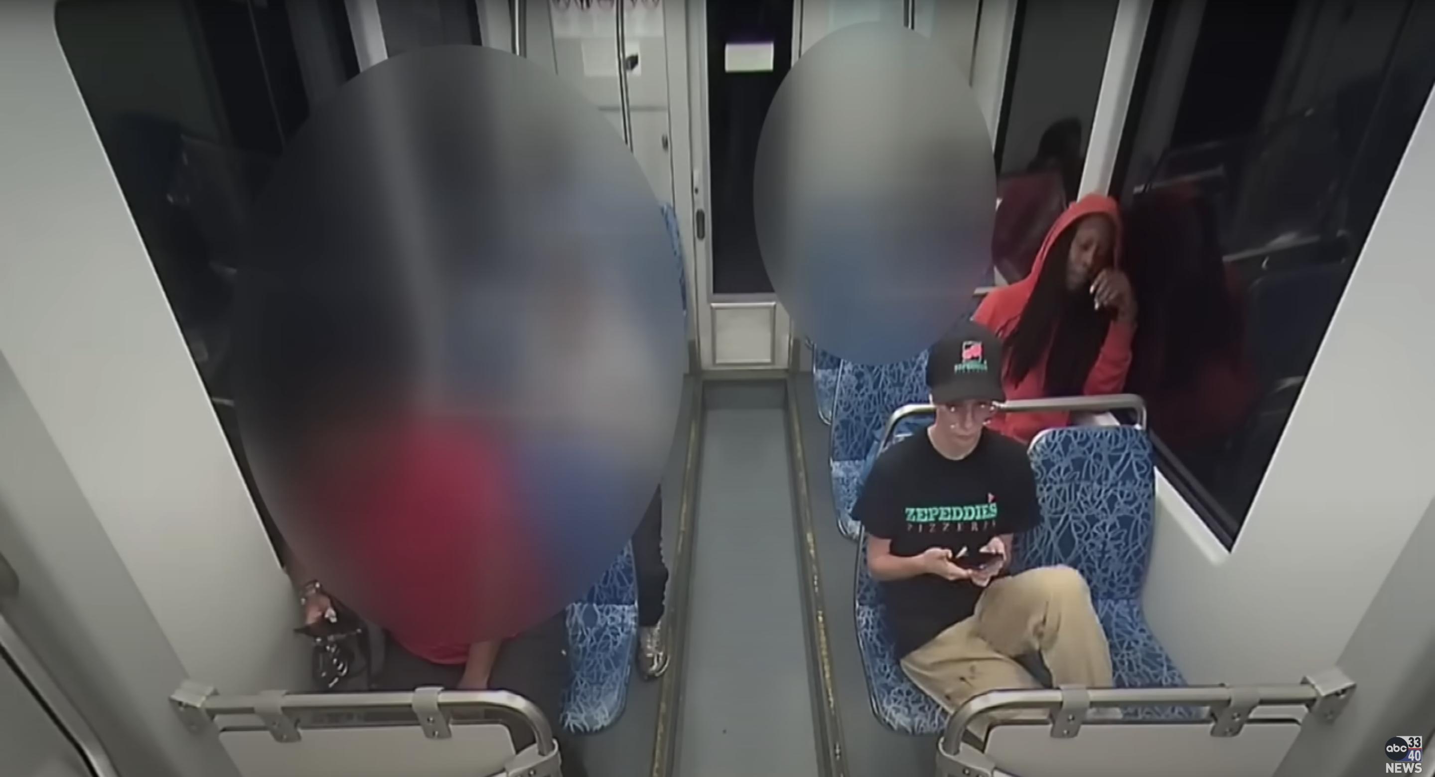 Iryna Zarutska sits in front of Decarlos Brown, minutes before the fatal attack, as posted on September 9, 2025 | Source: YouTube/abc3340