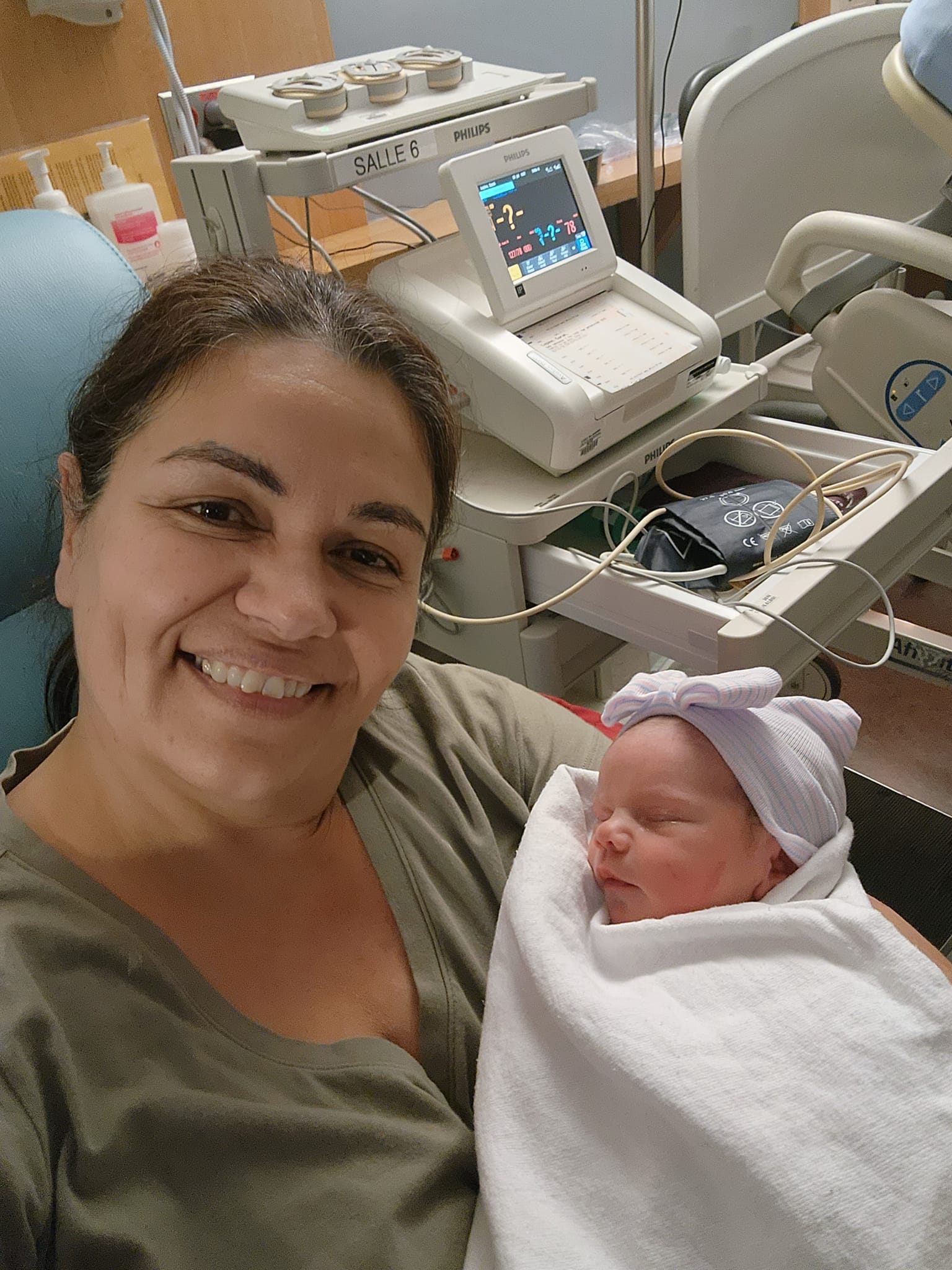 Solange Tremblay holds her newborn granddaughter Amelya in a post on July 13, 2022 | Source: Facebook/Solange Tremblay