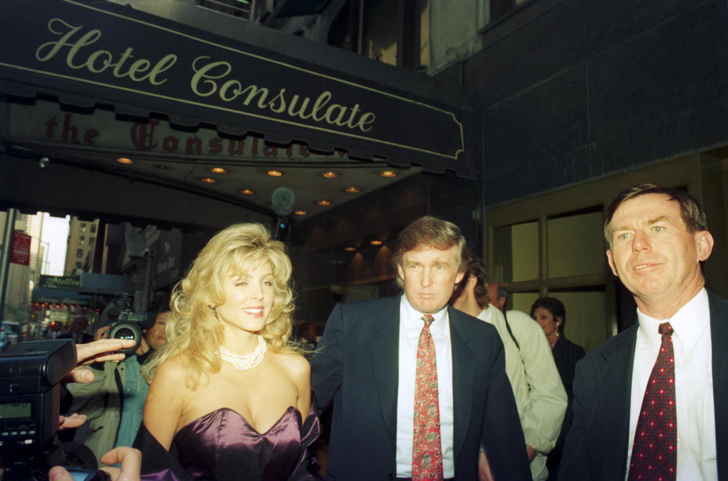 Donald Trump and Marla Maples were tabloid fodder back in the day. In this photo, they stood outside the Consulate in New York City, New York, circa 1980. | Source: Getty Images
