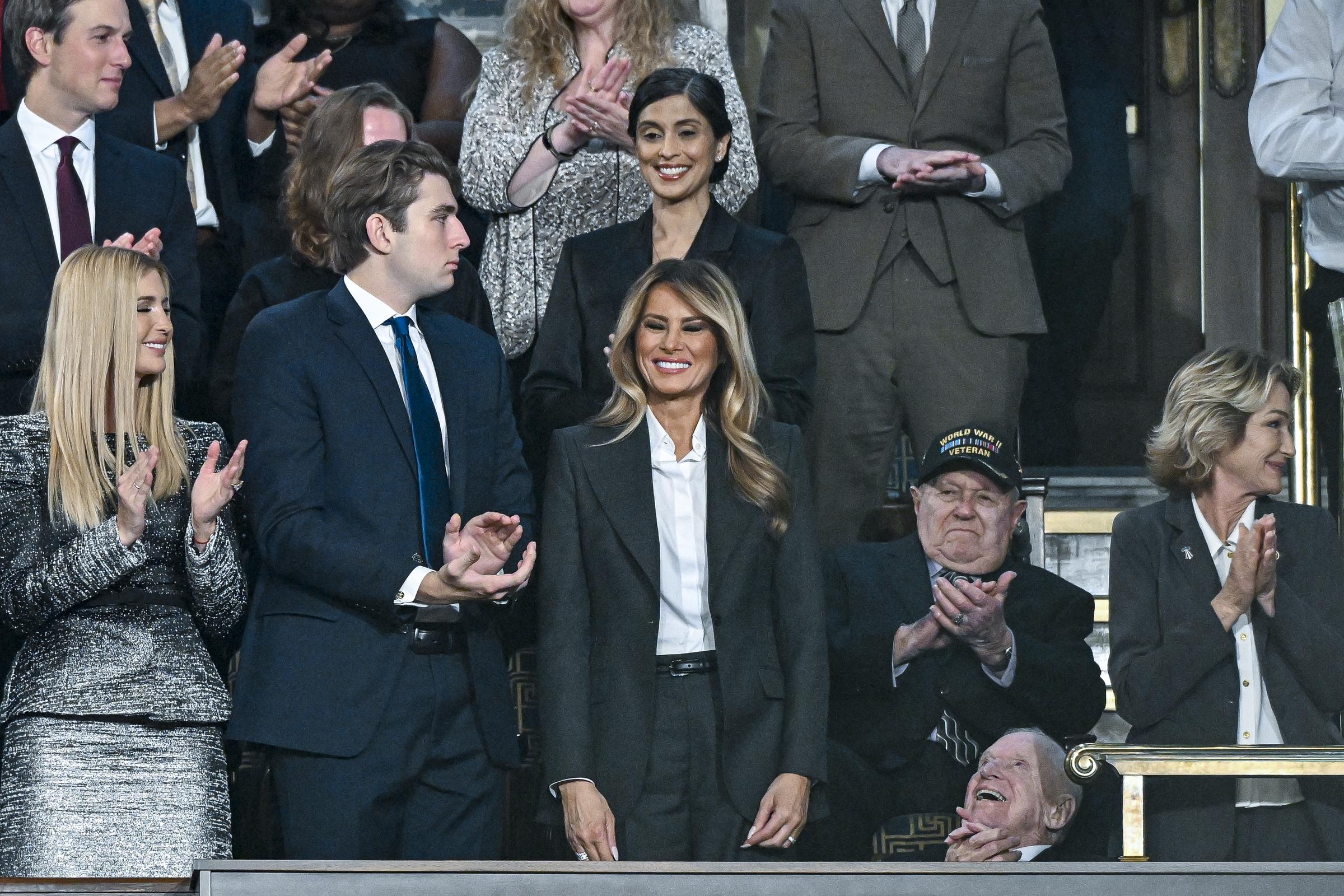 Ivanka, Barron, and First Lady Melania Trump with Usha Vance attend President Donald Trump’s State of the Union address in Washington, DC, on February 24, 2026. | Source: Getty Images