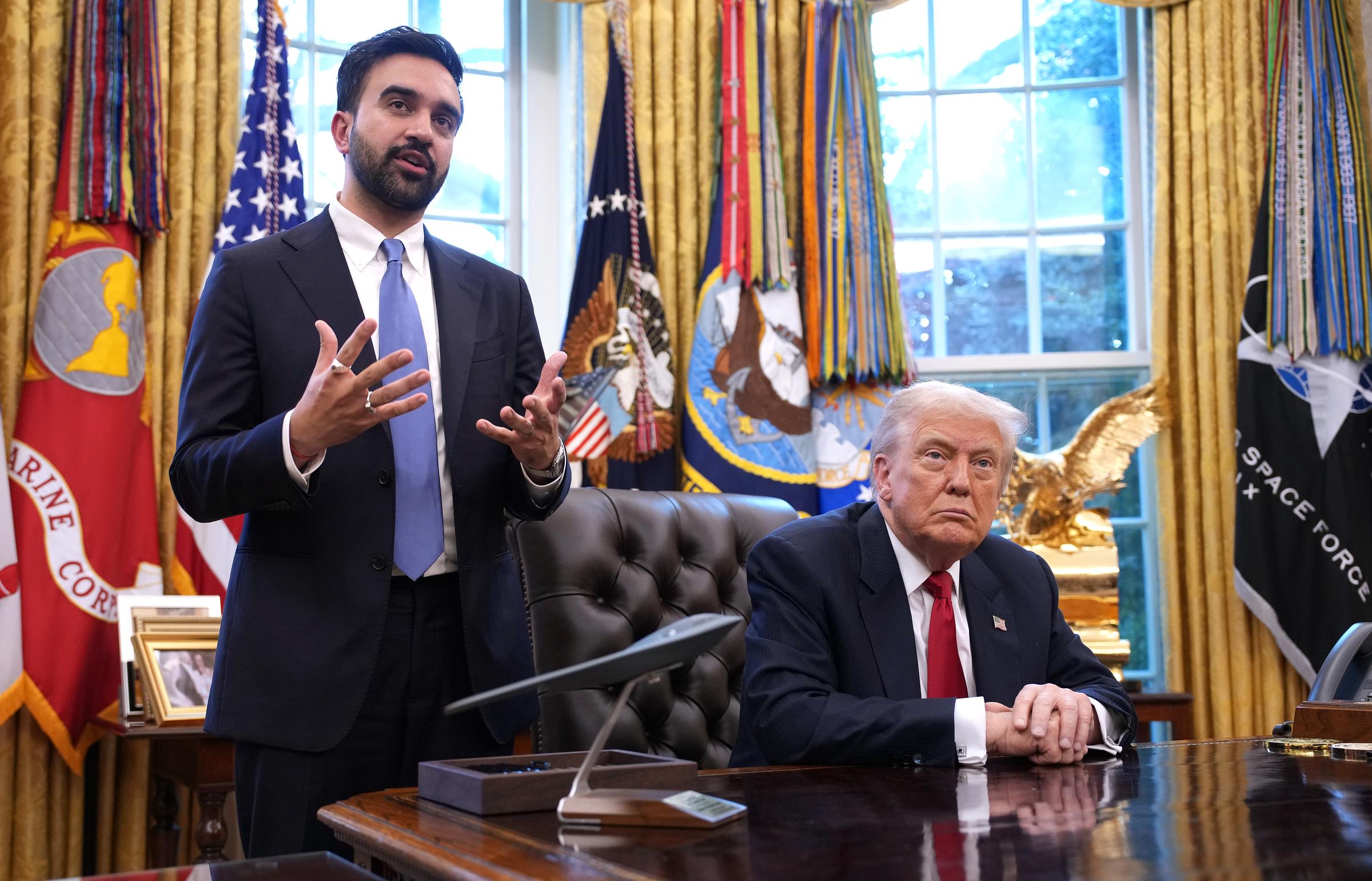 Donald Trump meets with Zohran Mamdani in the Oval Office of the White House on November 21, 2025 | Source: Getty Images