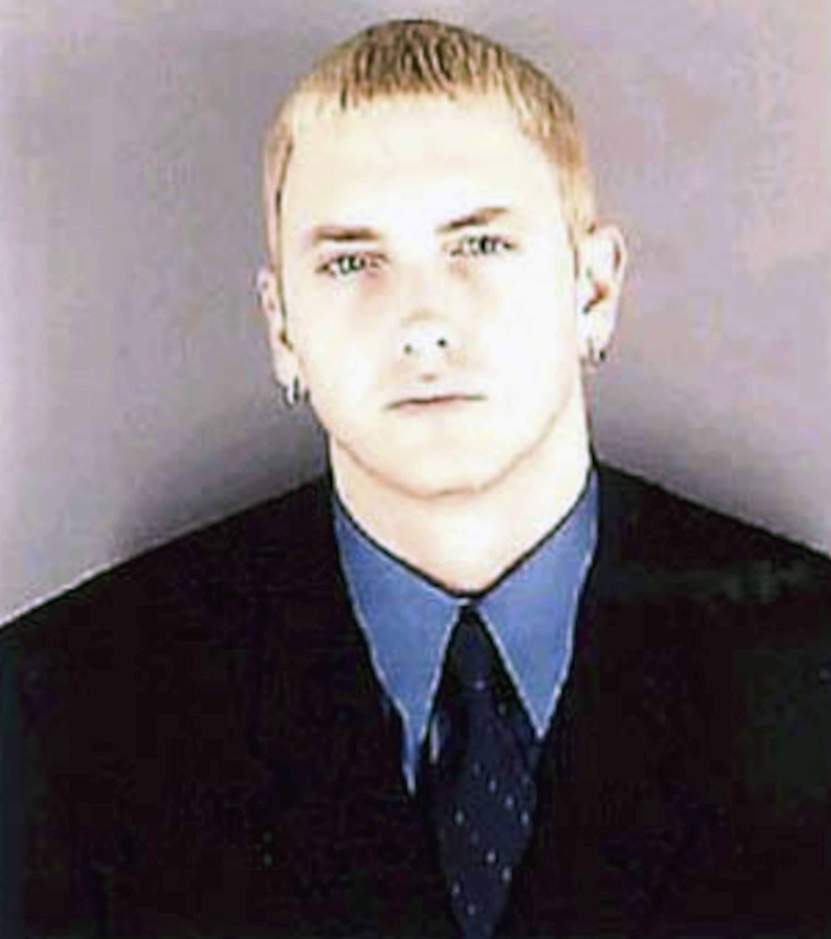 Eminem's mugshot taken in Royal Oak, Michigan on June 3, 2000. | Source: Getty Images