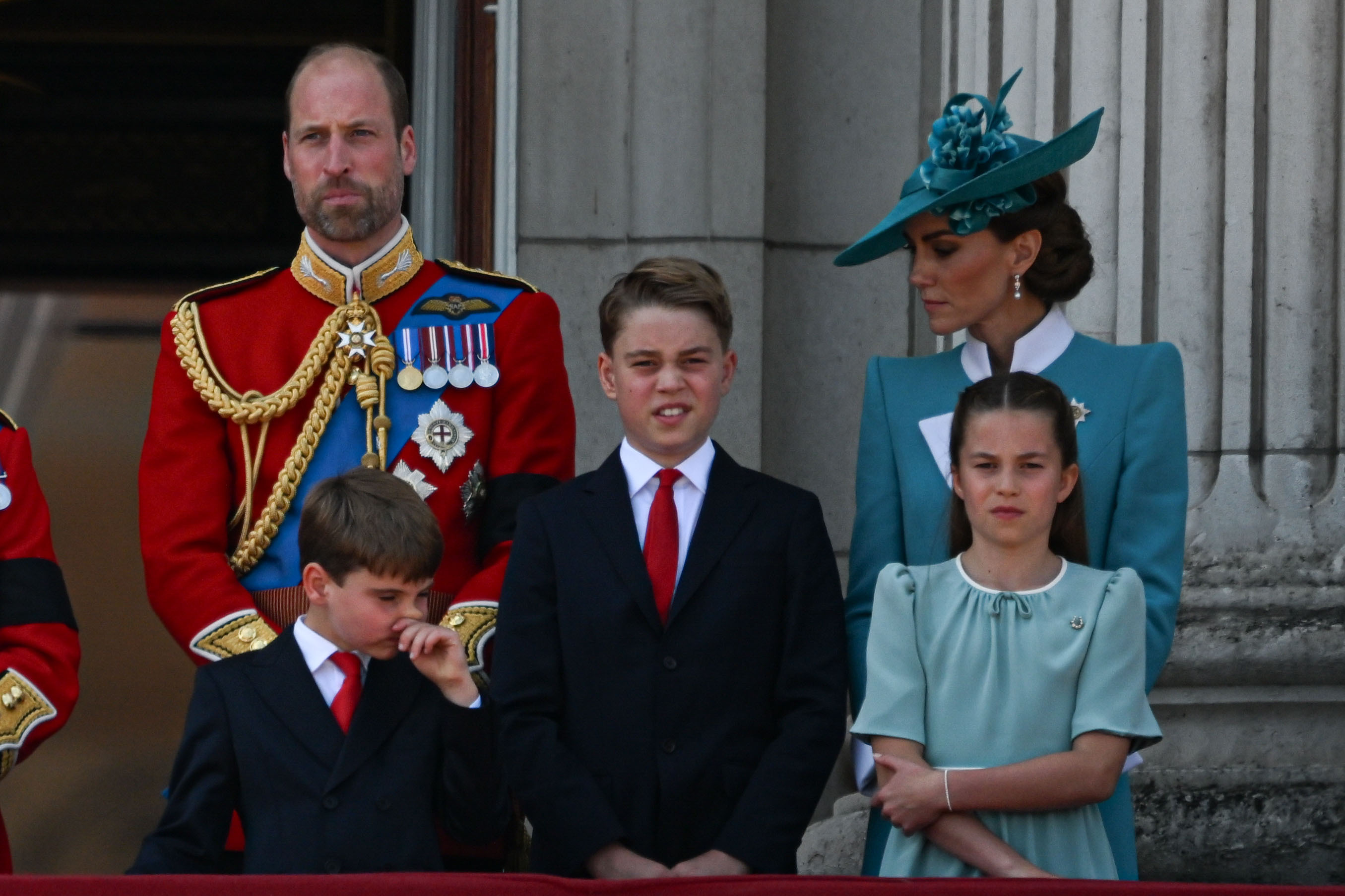 Prince Louis being called to attention by his mother Princess Catherine, to stand at attention for the national anthem during the Trooping the Colours parade| Source: Instagram/theroyalfamily