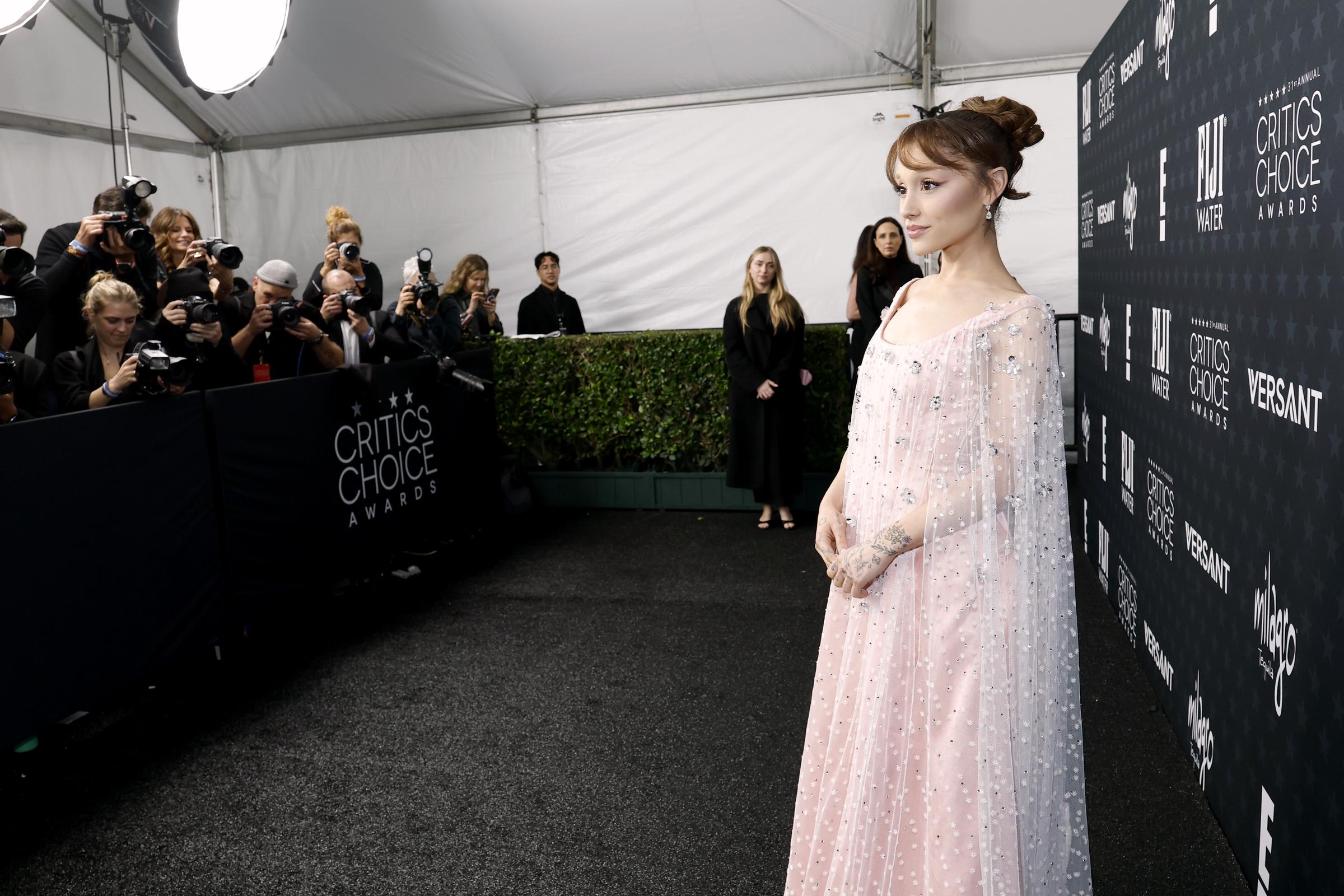 Ariana Grande turns heads in a soft pink beaded gown at the 31st annual Critics Choice ceremony | Source: Getty Images