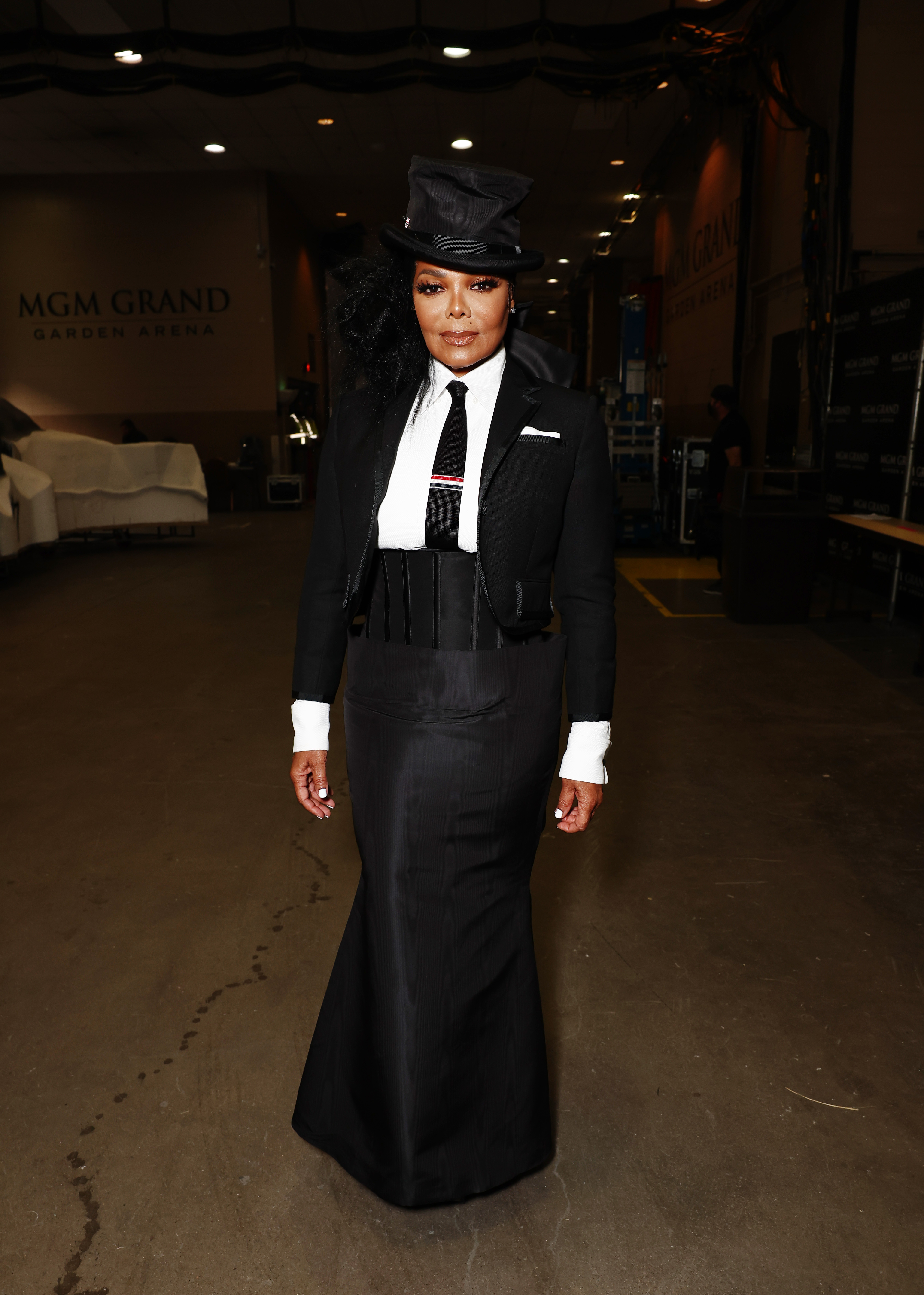 Janet Jackson backstage during the Billboard Music Awards at the MGM Grand Garden Arena on May 15, 2022, in Las Vegas, Nevada.