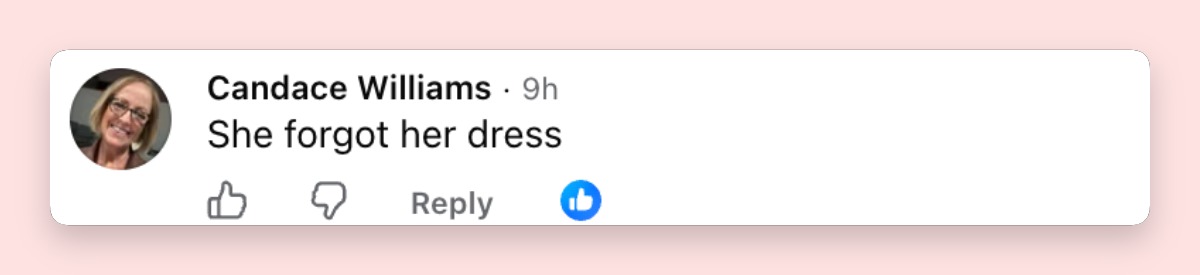 Another commenter turned Kidman's hotel attire into a blunt joke after the new images circulated online. The reaction reflected how quickly her clothing became almost as discussed as her encounter with Reinstein. | Source: Facebook/Page Six