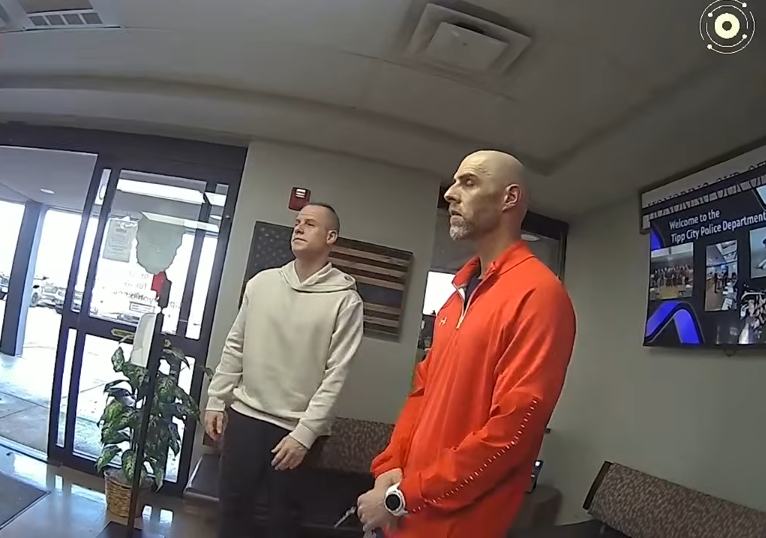 Bodycam footage showing Caleb Flynn and a friend as officers tell him they'll need to arrest him, dated March 2, 2026 | Source: YouTube/Law&Crime Network
