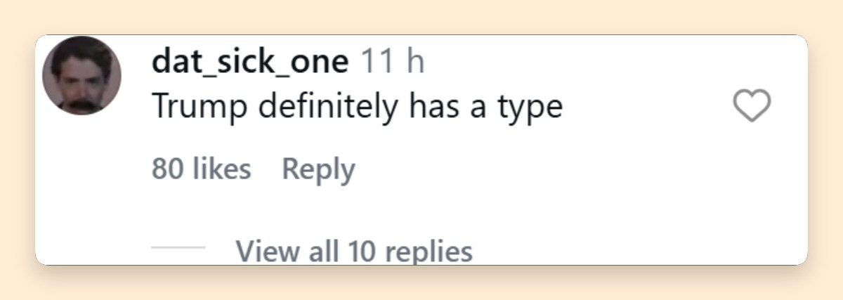 The comment drew dozens of likes as social media users weighed in on Trump's latest appointment, with some hinting at similarities between the new press secretary and other women in his circle. | Source: Instagram/foxnews