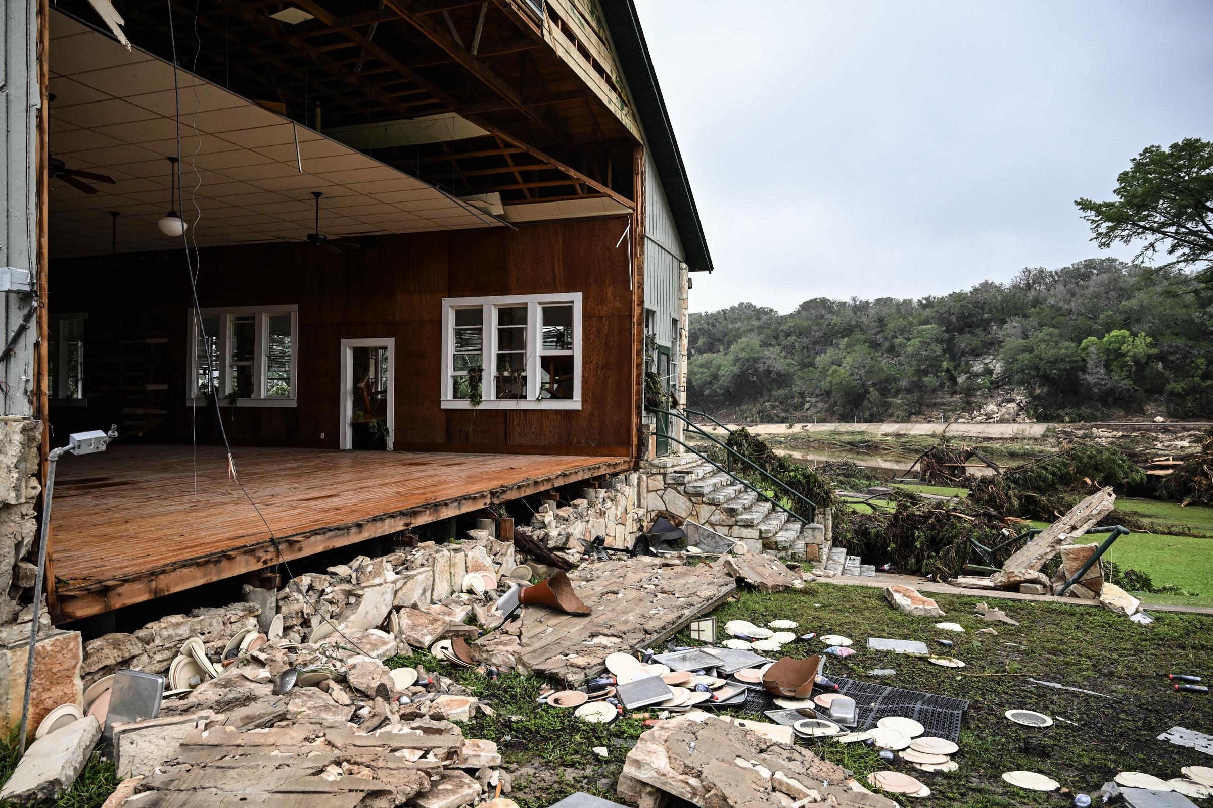 View of a damaged building at Camp Mystic in Kerr County, Texas on July 5, 2025. | Source: Getty Images