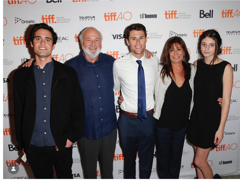 Jake Reiner stands with his parents and siblings at the Toronto International Film Festival, from a post dated September 17, 2015. | Source: Instagram/michelereiner