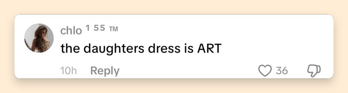 Fan comment about Sunday Rose Kidman Urban's 2026 Met Gala look, posted in May 2026. | Source: TikTok/@harpersbazaar