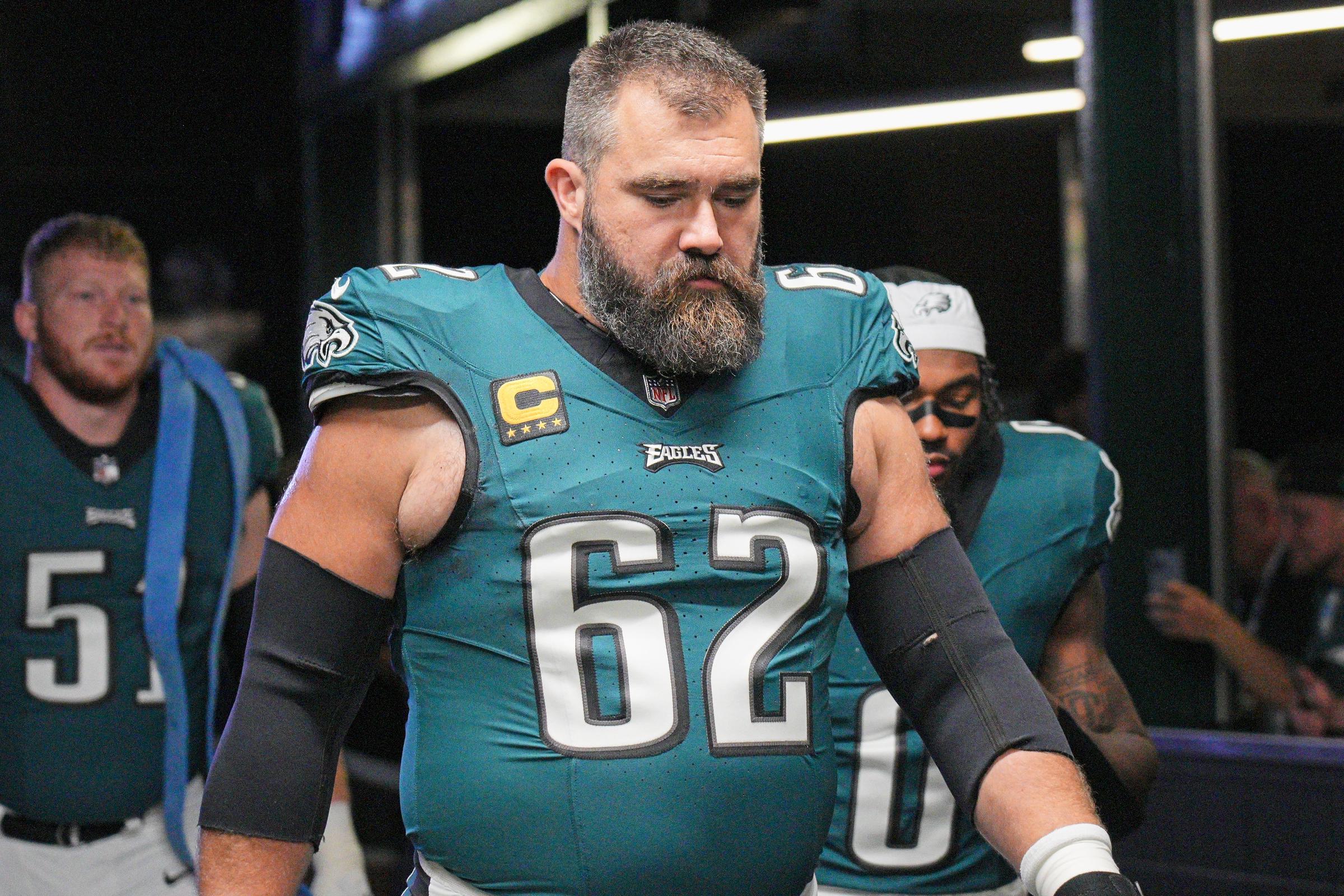 Philadelphia Eagles center Jason Kelce looks on during the game at Lincoln Financial Field, in Philadelphia on September 14, 2023 | Source: Getty Images