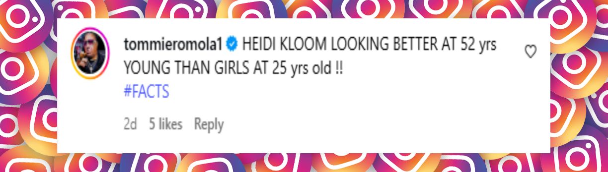 Instagrammer commenting on Heidi Klum's new beach video | Source: Instagram/heidiklum