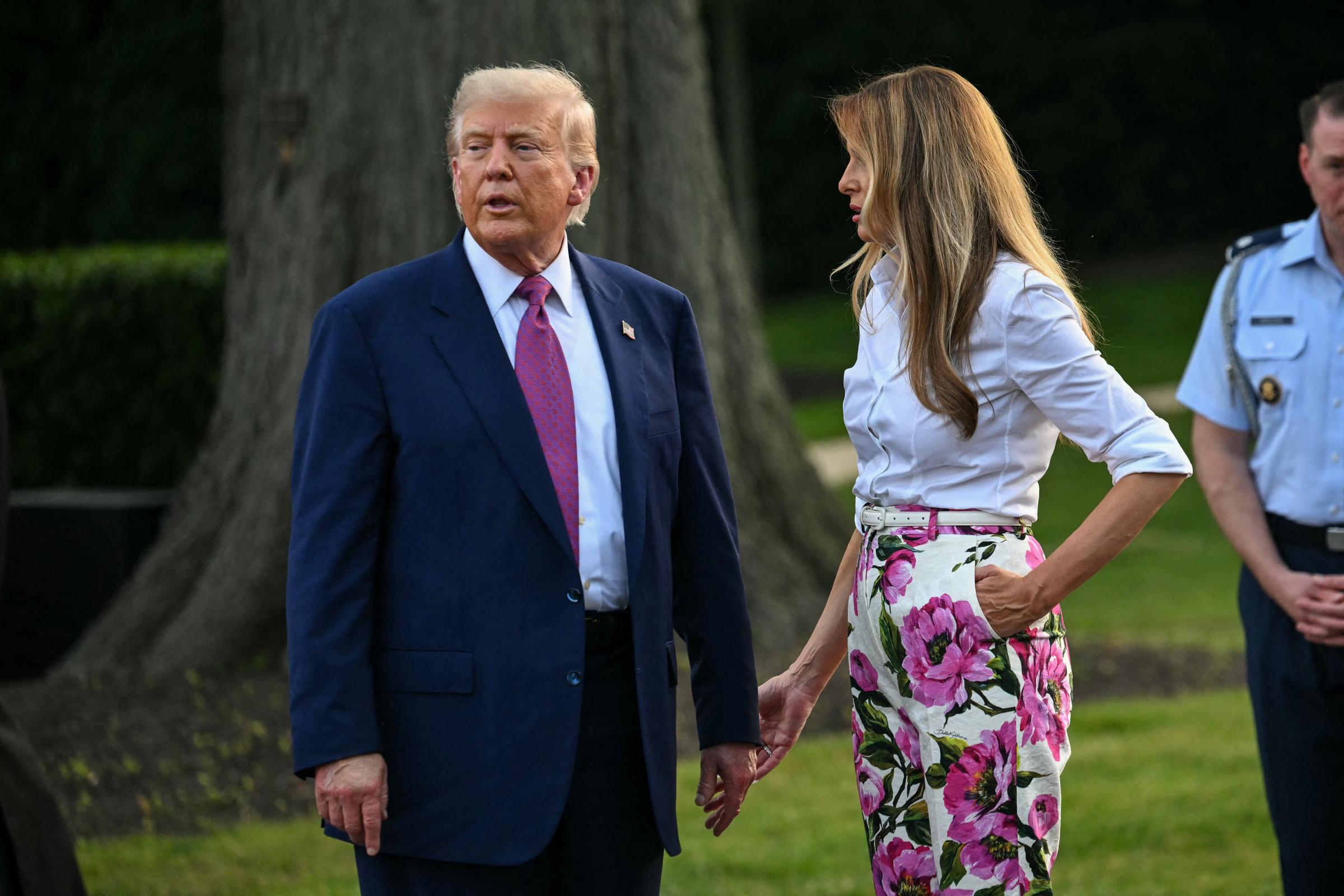 Donald and Melania Trump attend the Congressional Picnic on the South Lawn of the White House on June 12, 2025 in Washington, DC | Source: Getty Images