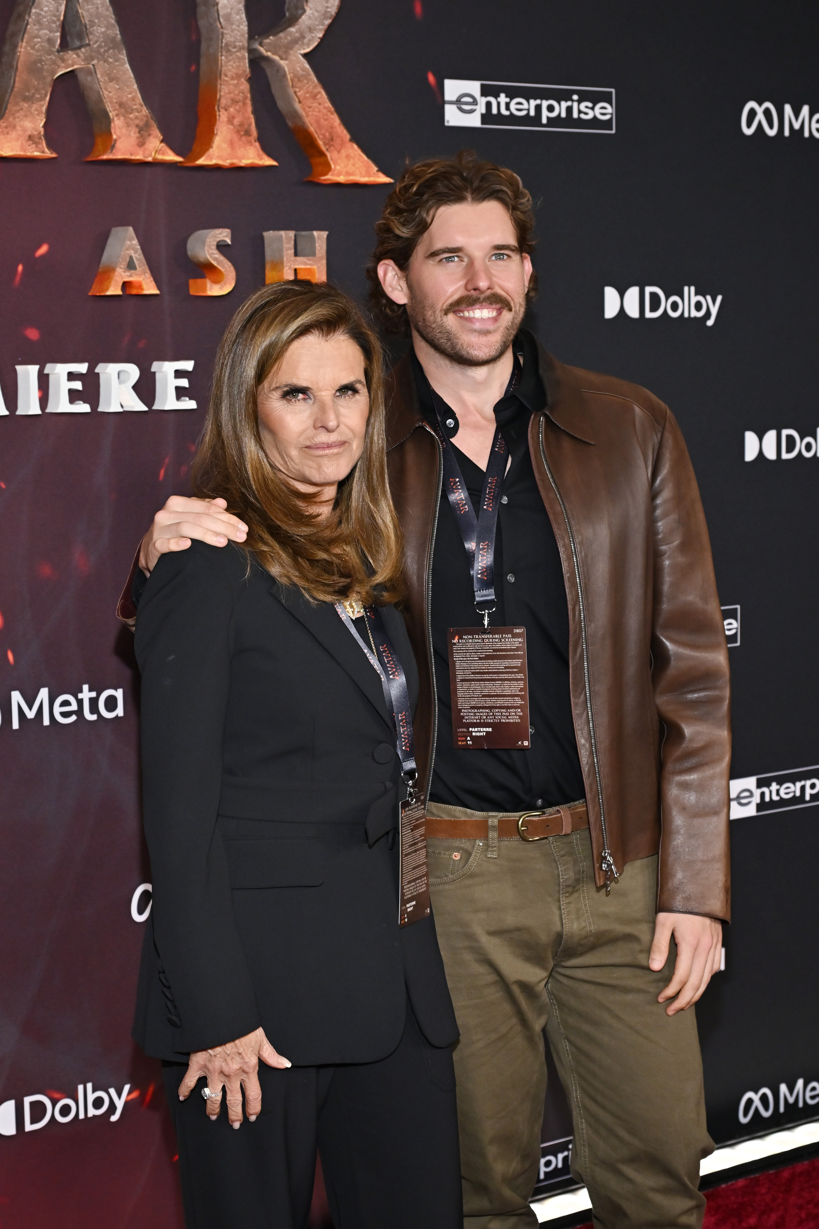 Maria Shriver and Christopher Schwarzenegger at the "Avatar: Fire and Ash" World Premiere held at the Dolby Theater in Los Angeles, California on December 1, 2025. | Source: Getty Images