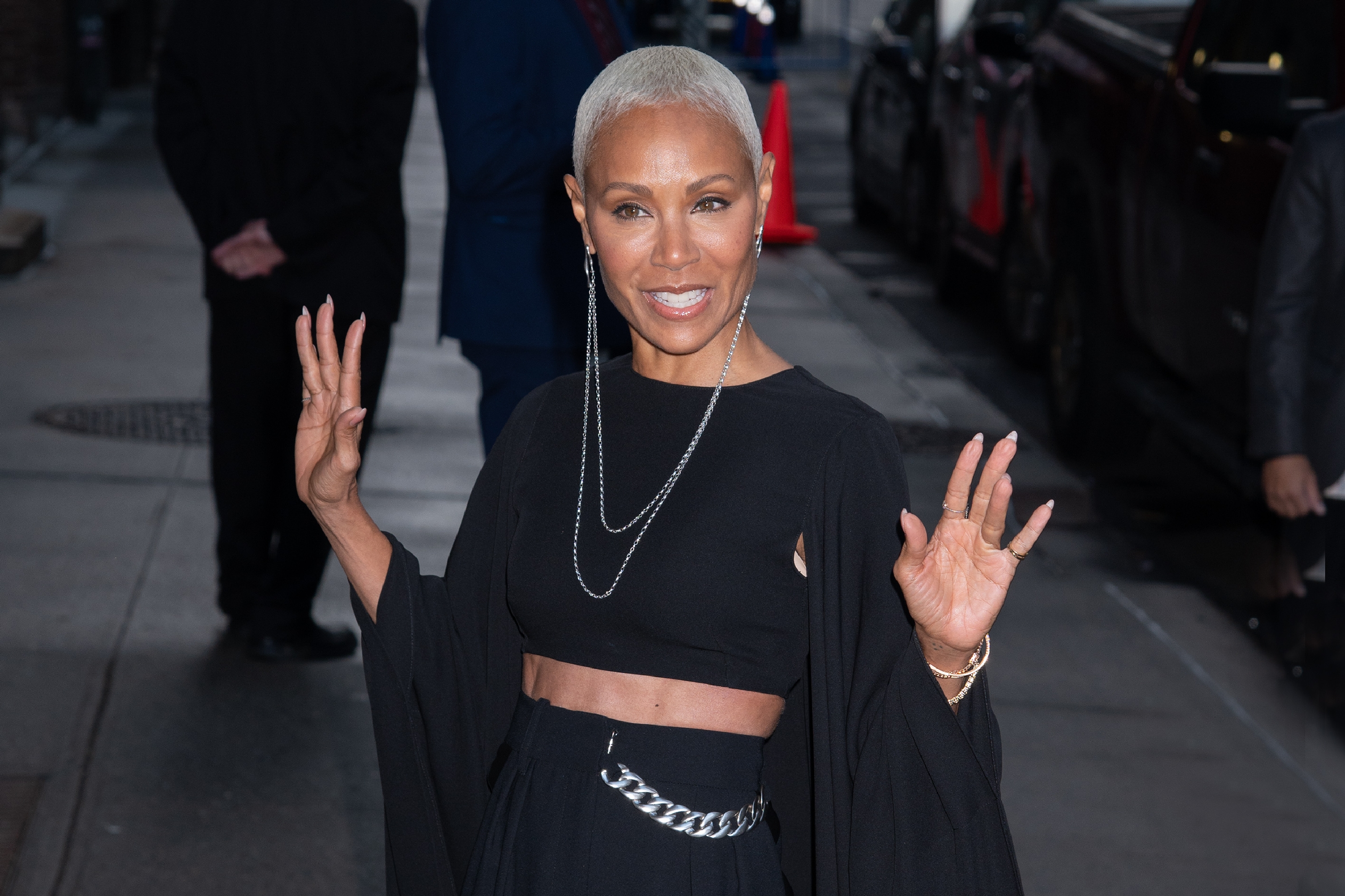 Jada Pinkett Smith is seen at the recording of “The Late Show with Stephen Colbert” in New York on October 16, 2023 | Source: Getty Images
