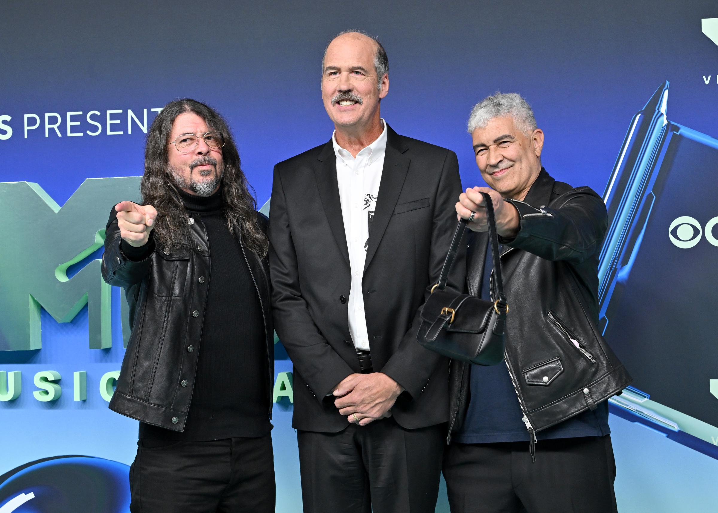 Dave Grohl, Krist Novoselic, and Pat Smear reunite at the 2026 MTV Video Music Awards, where Nirvana received the Video Vanguard Award. | Source: Getty Images