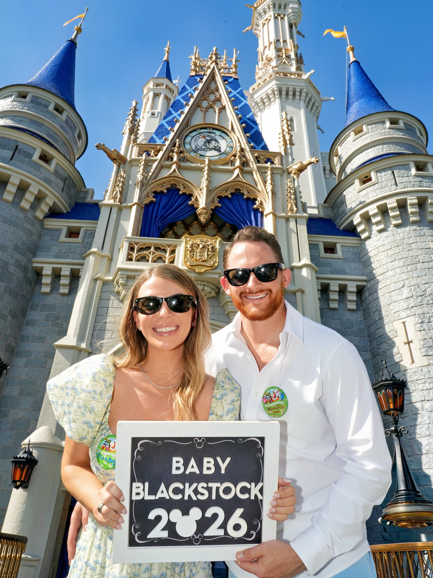 Marissa and Shelby Blackstock announce "Baby Blackstock 2026" with a sign during their visit to Walt Disney World. | Source: Instagram/rissablackstock