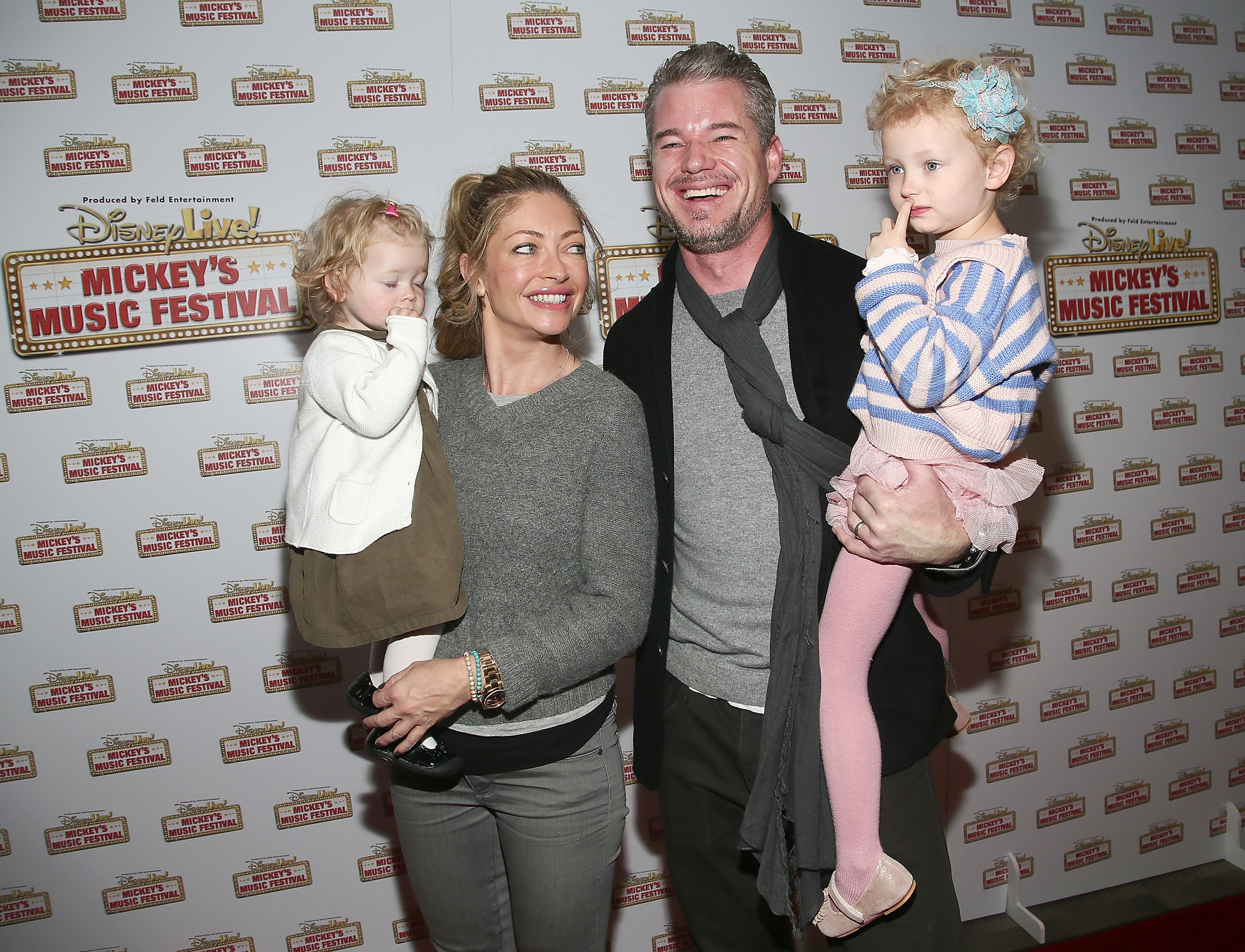 Billie Beatrice and Georgia with their parents Eric Dane and  Rebecca Gayheart, attend the Disney Live! Mickey's Music festival at Madison Square Garden in New York City on March 23, 2013. | Source: Getty Images