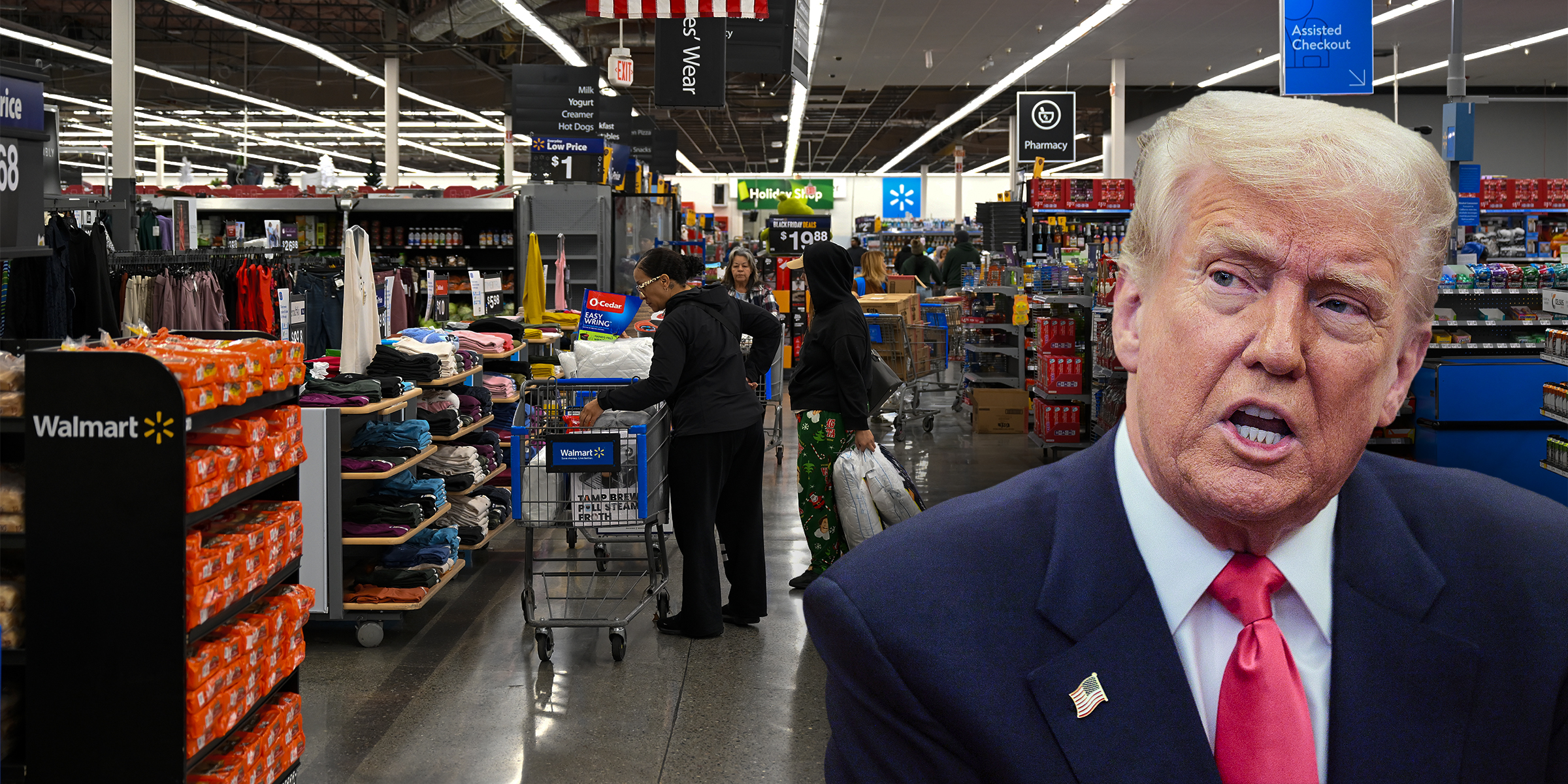 Shoppers at Walmart. | US President Donald Trump | Source: Getty Images