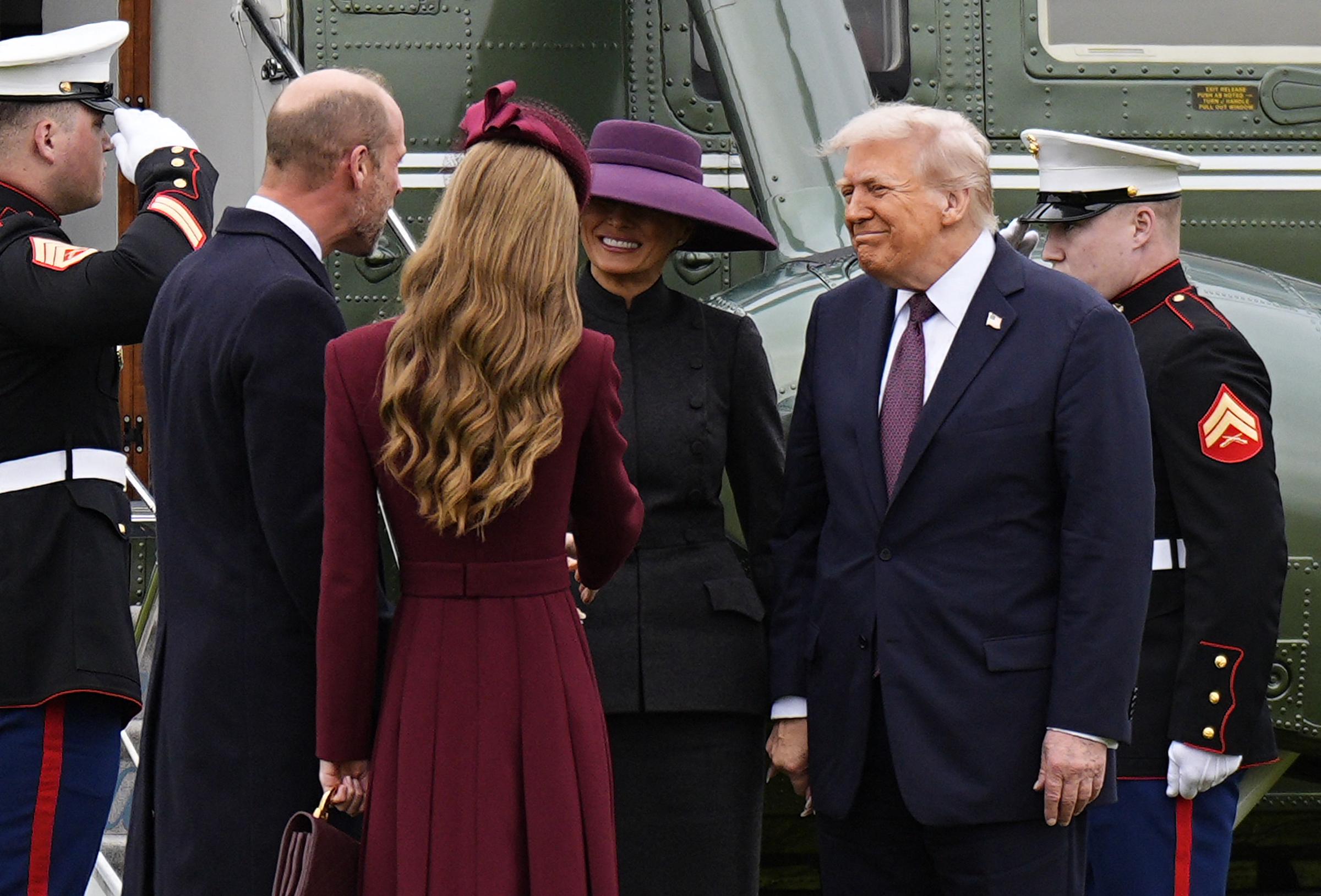 President Donald Trump and First Lady Melania Trump are greeted by Prince William, Prince of Wales and Catherine, Princess of Wales, upon their arrival at the grounds of Windsor Castle, on September 17, 2025 | Source: Getty Images