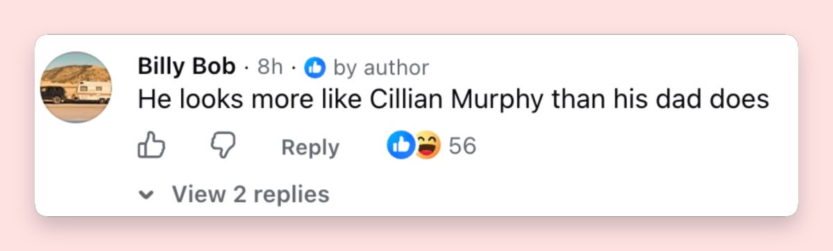 The joke became the clearest reveal of all: Aran is Cillian Murphy’s 19-year-old son. But while the Murphy name explains the resemblance, his creative background also comes from his mother, visual artist Yvonne McGuinness. | Source: Facebook