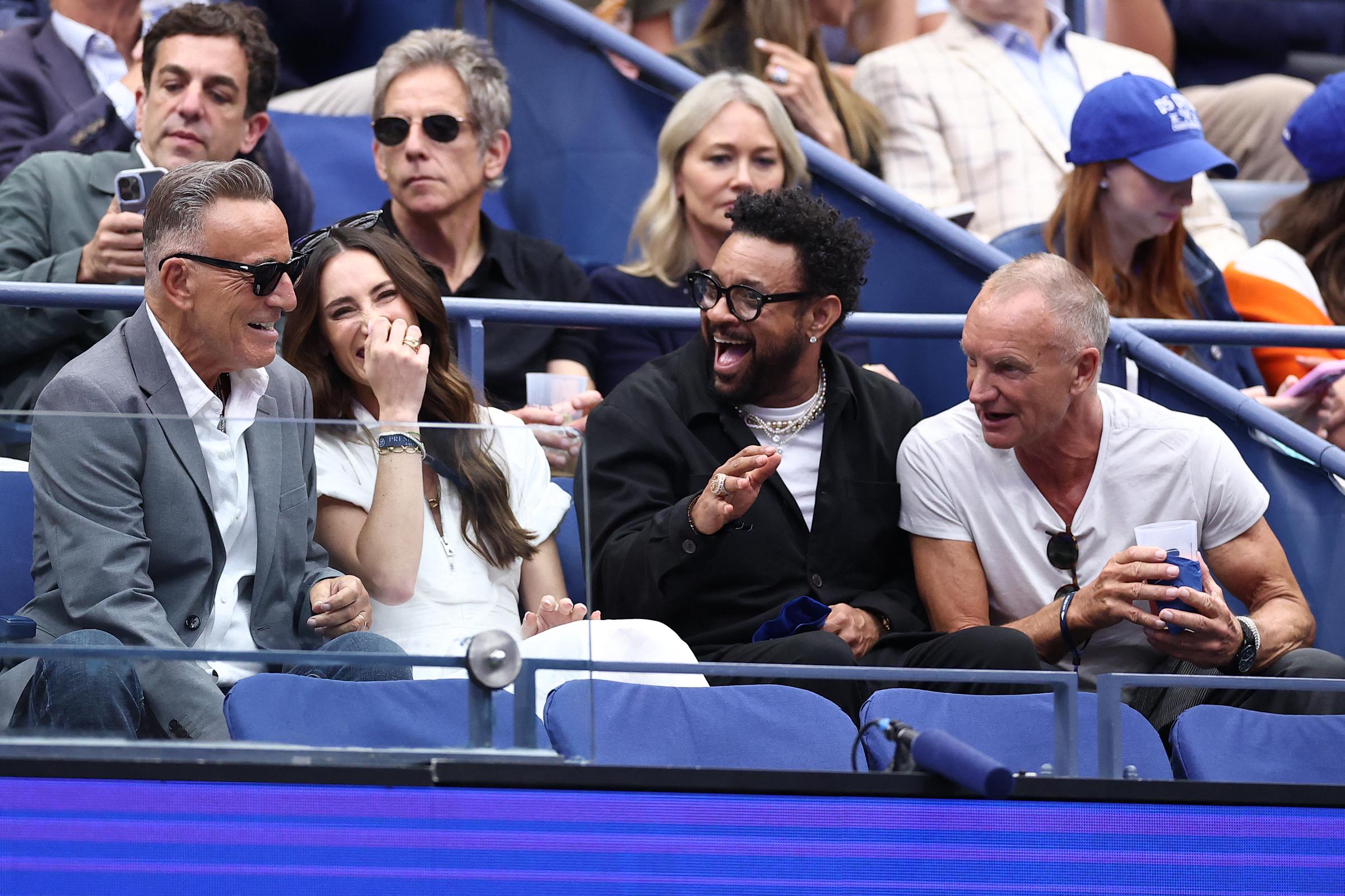 Bruce Springsteen and his daughter Jessica Springsteen sit beside Shaggy and Sting at the U.S. Open in New York City on September 7, 2025 | Source: Getty Images