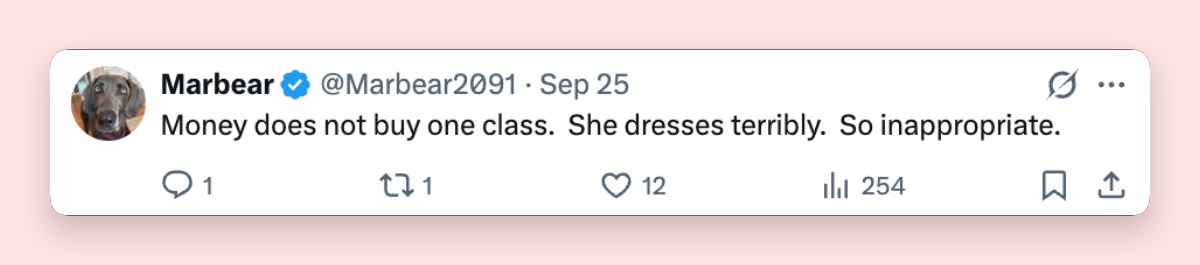 Some netizens weren't afraid to criticise Lauren Sánchez Bezos for her outfit choices at such an important and formal event. | Source: X/Acyn