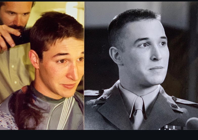 A young Noah Wyle appears in behind-the-scenes footage from A Few Good Men alongside a costar, alongside a black-and-white still of him in military uniform from the film. | Source: Instagram/therealnoahwyle